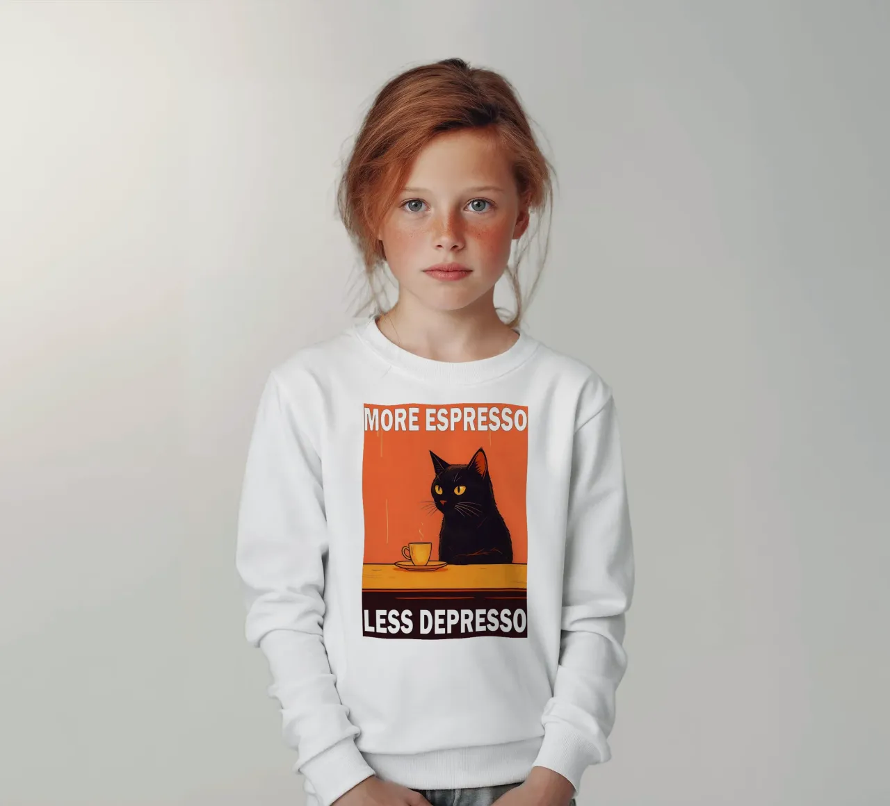 More Espresso Less Depresso Funny Cat felpa bambino da Nayara