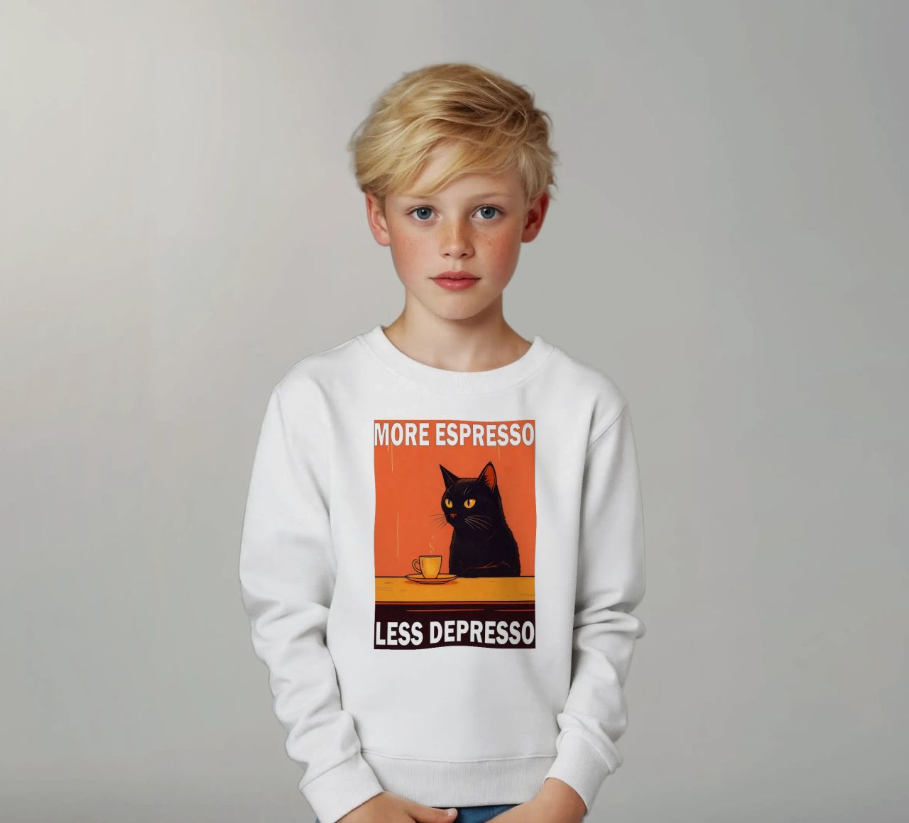 More Espresso Less Depresso Funny Cat felpa bambino da Nayara