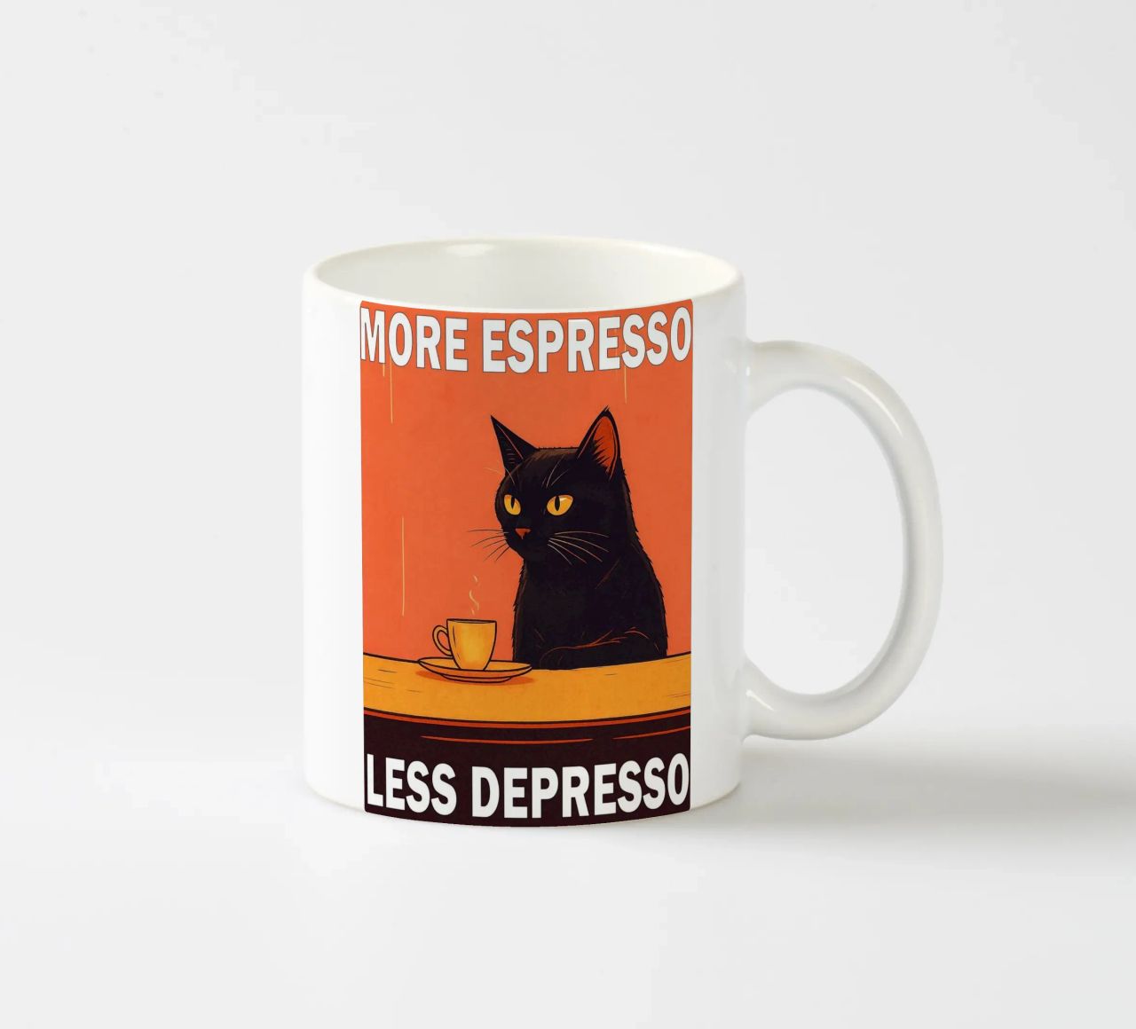 More Espresso Less Depresso Funny Cat tazza in ceramica da Nayara