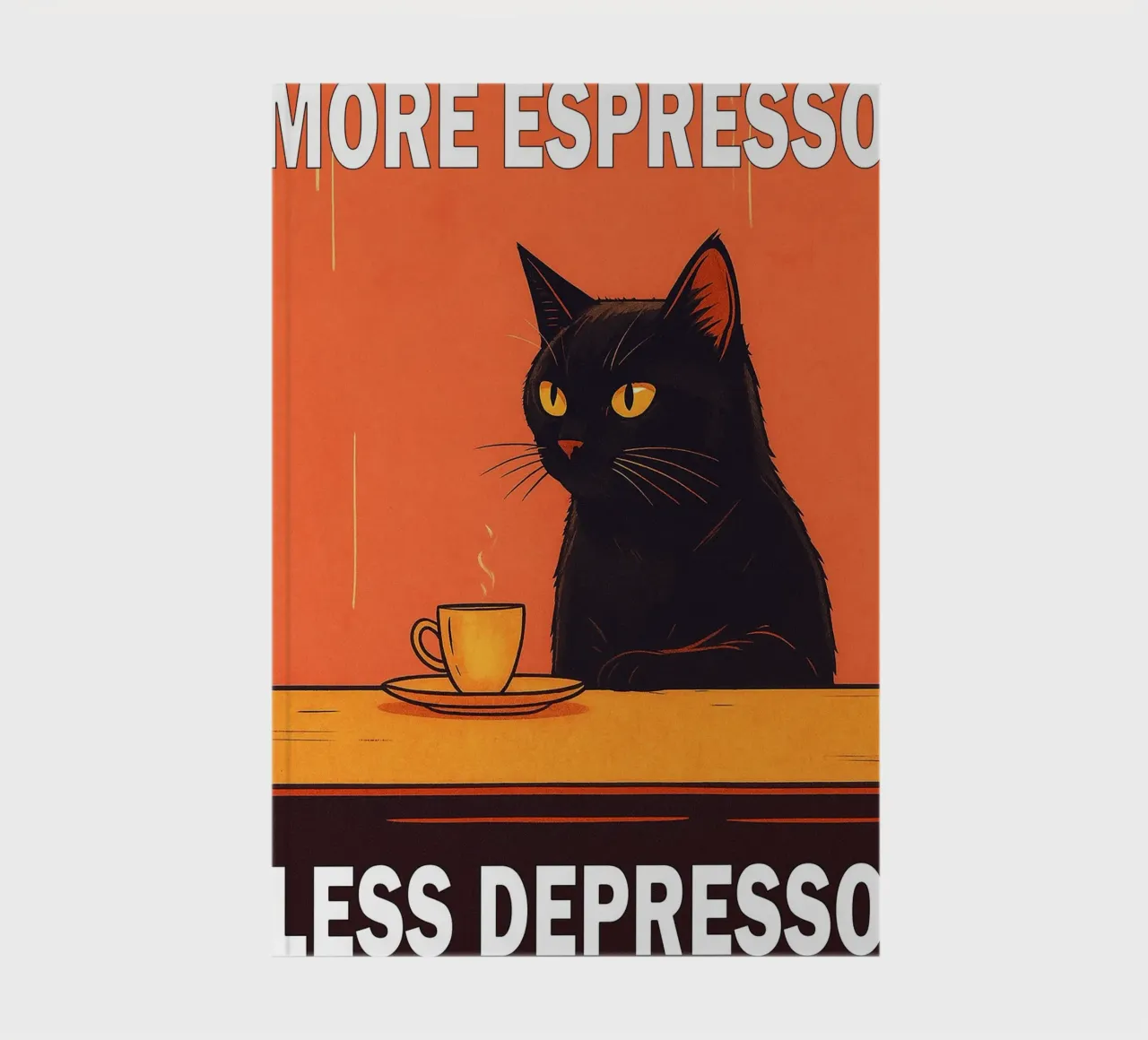 More Espresso Less Depresso Funny Cat notebook by Nayara