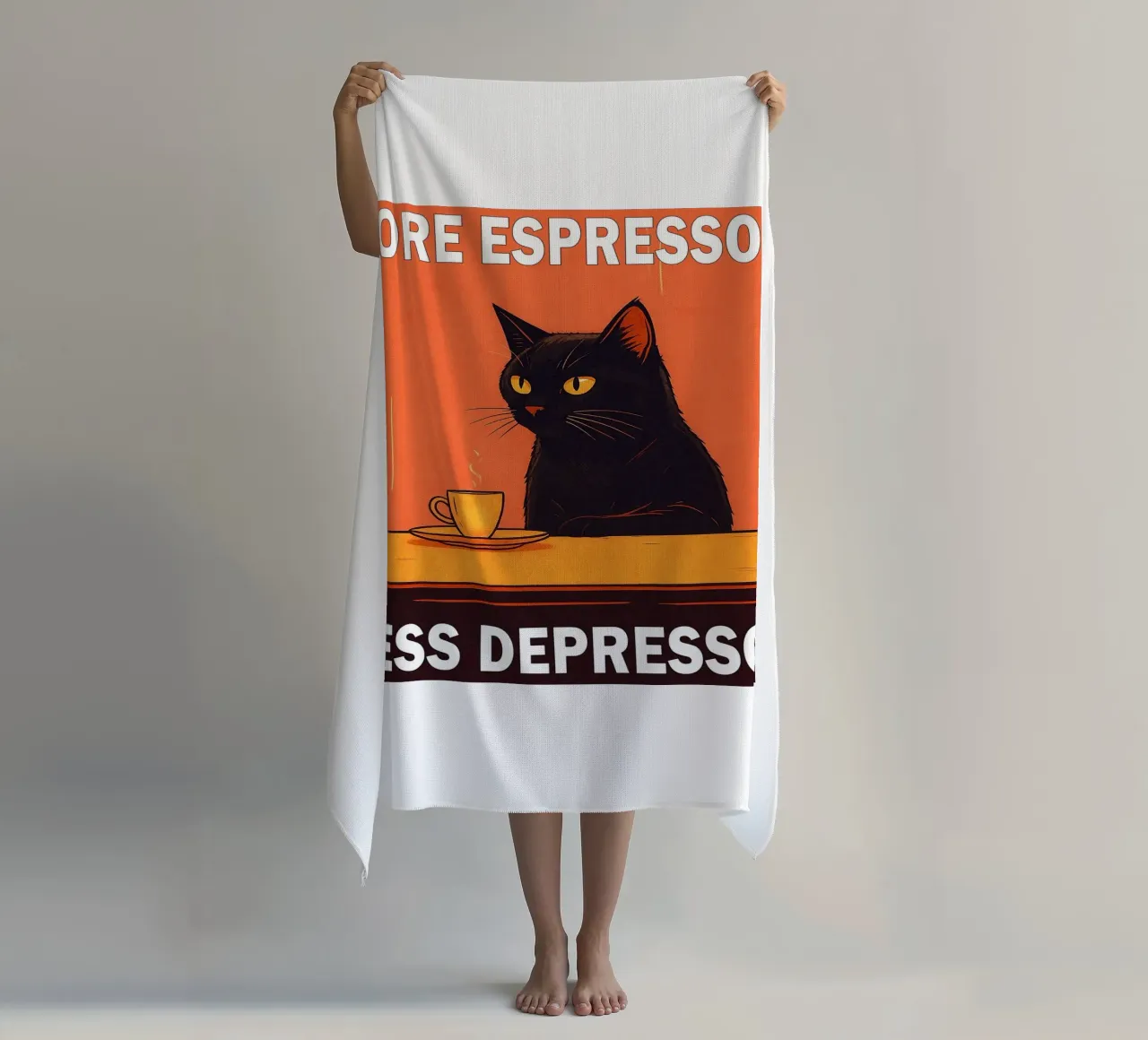 Más Espresso Menos Depresso Gato divertido toalla de playa de Nayara
