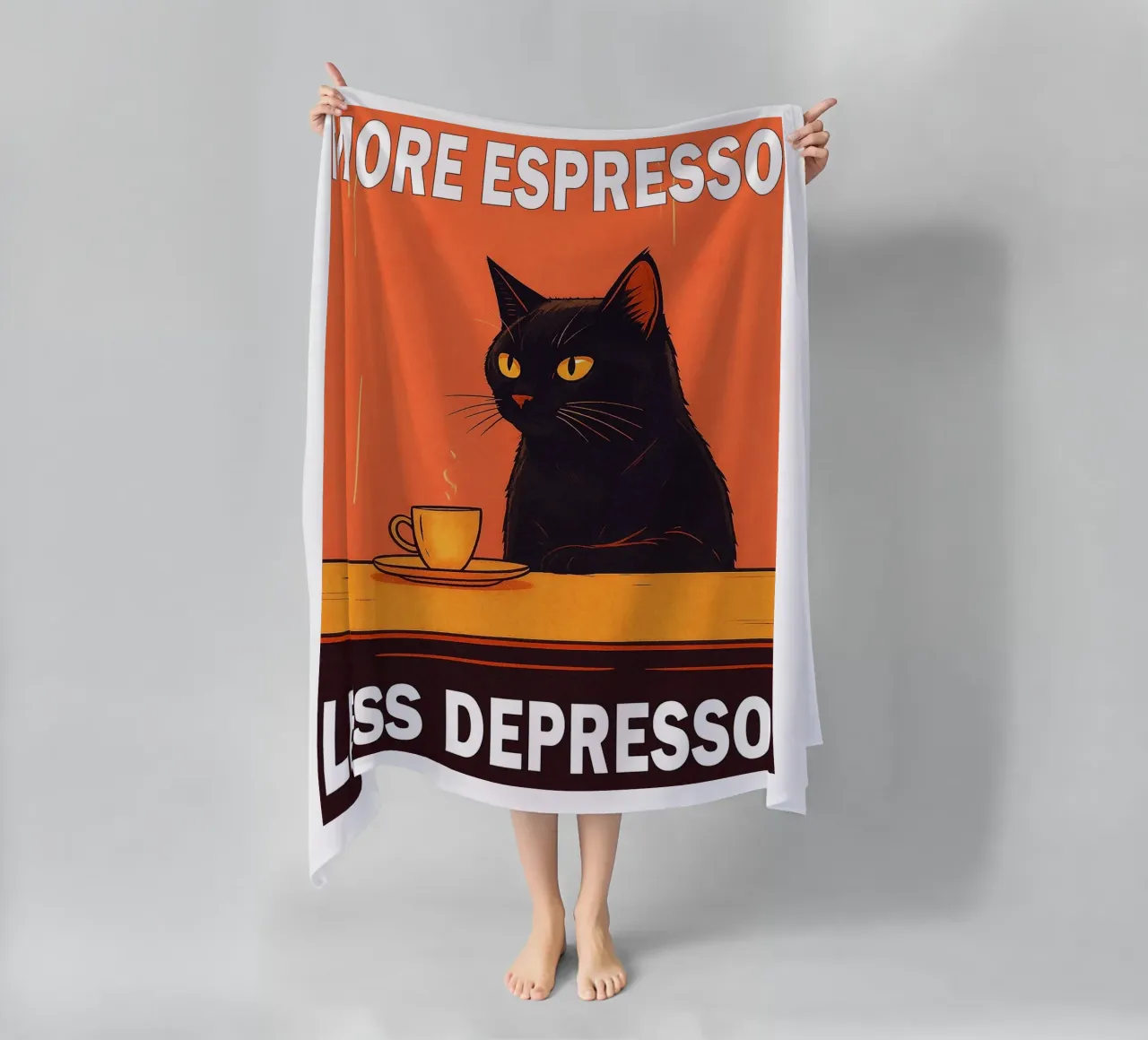 More Espresso Less Depresso Funny Cat telo mare da Nayara