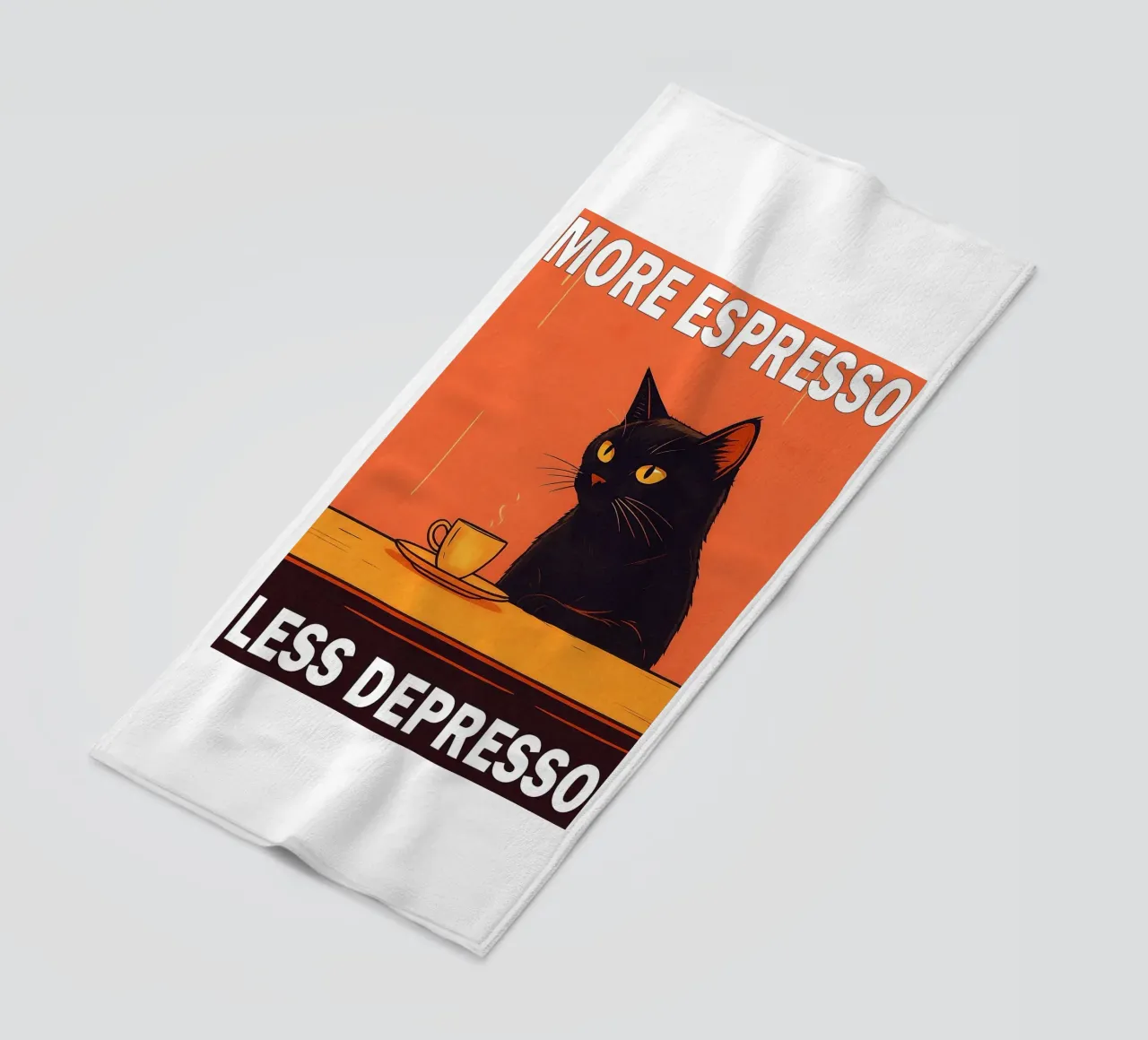 Más Espresso Menos Depresso Gato divertido toalla de playa de Nayara