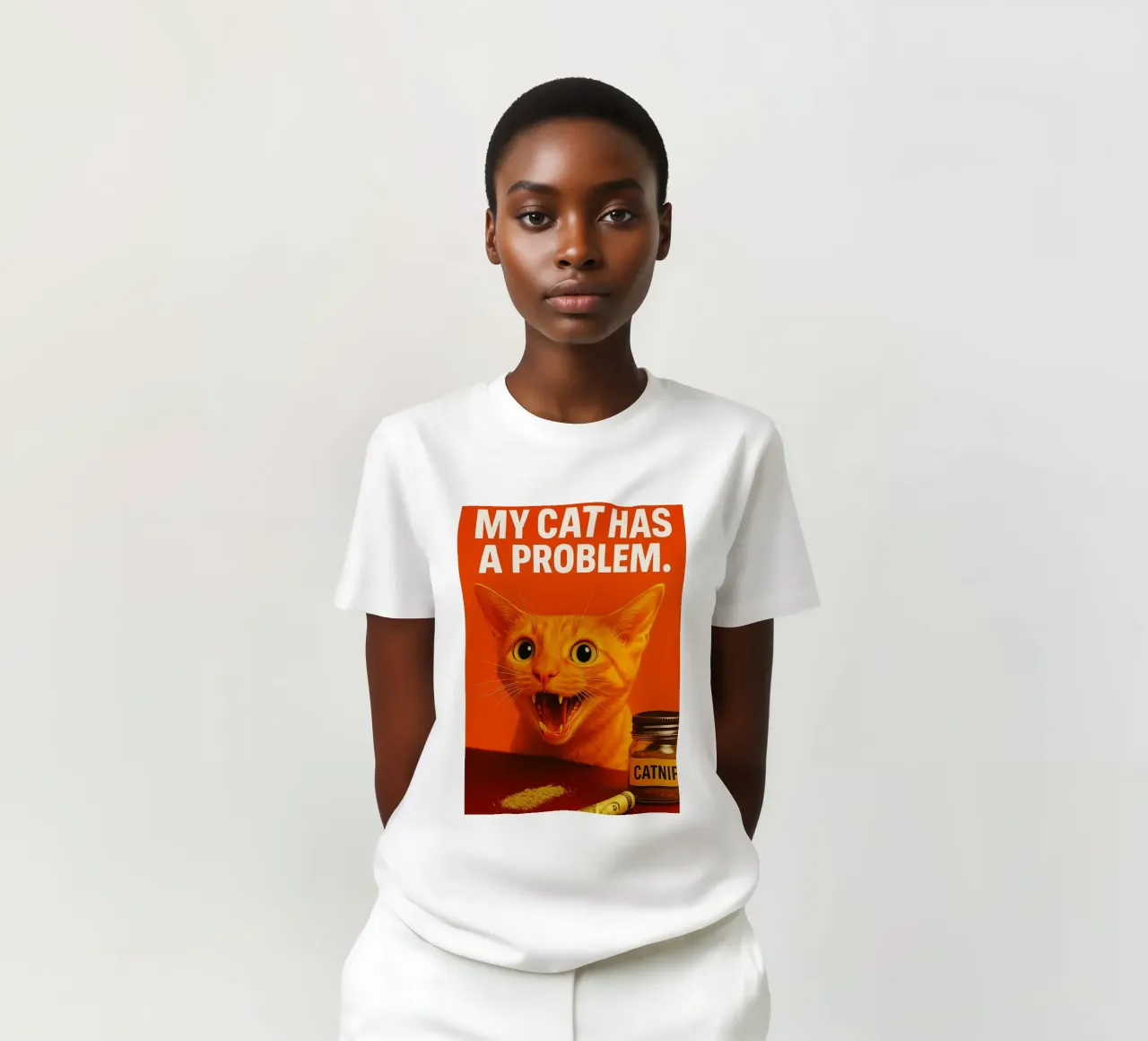 My Cat Has a Problem Funny Humorous t-shirt by Nayara