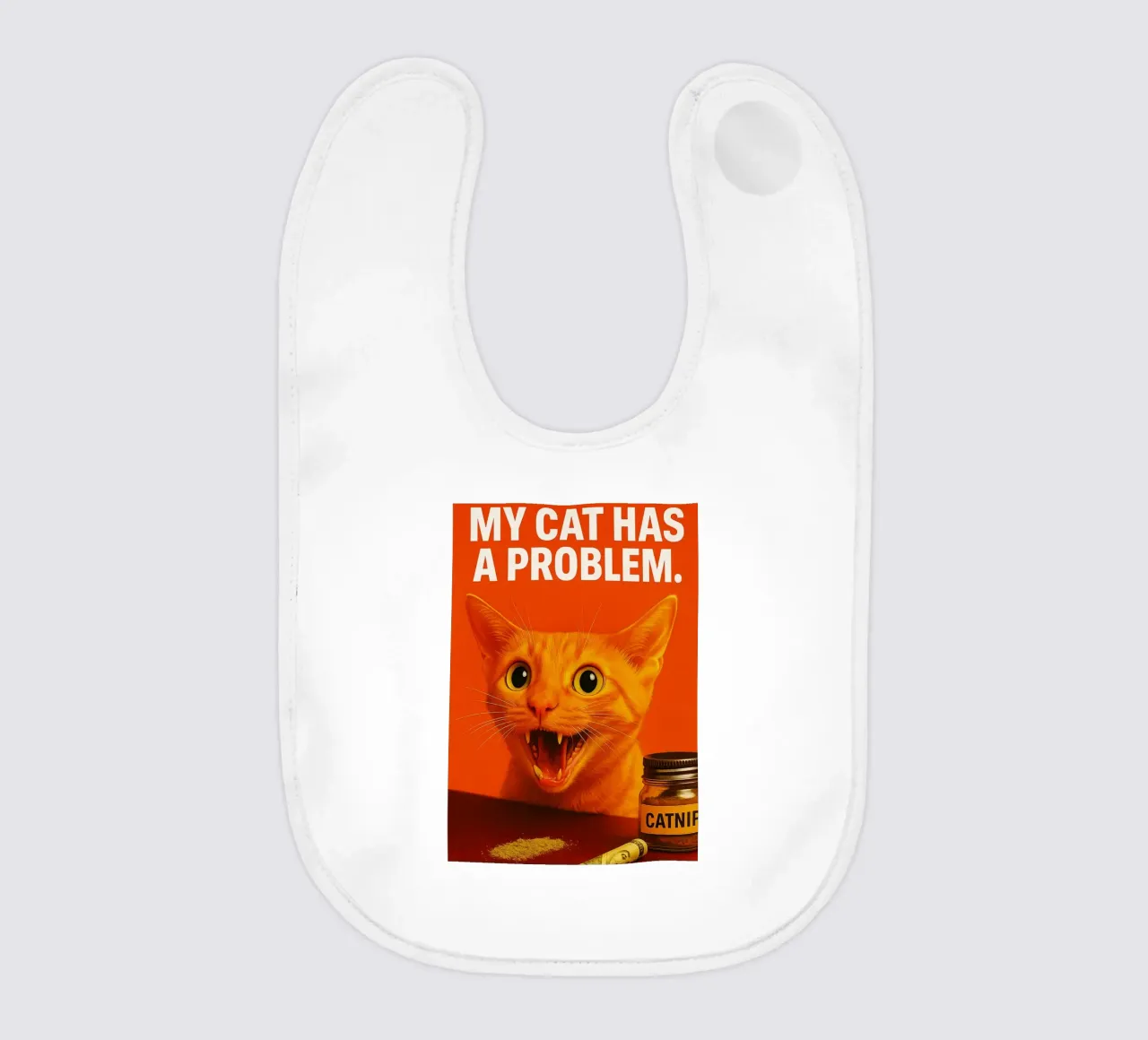 My Cat Has a Problem Funny Humorous baby bib by Nayara
