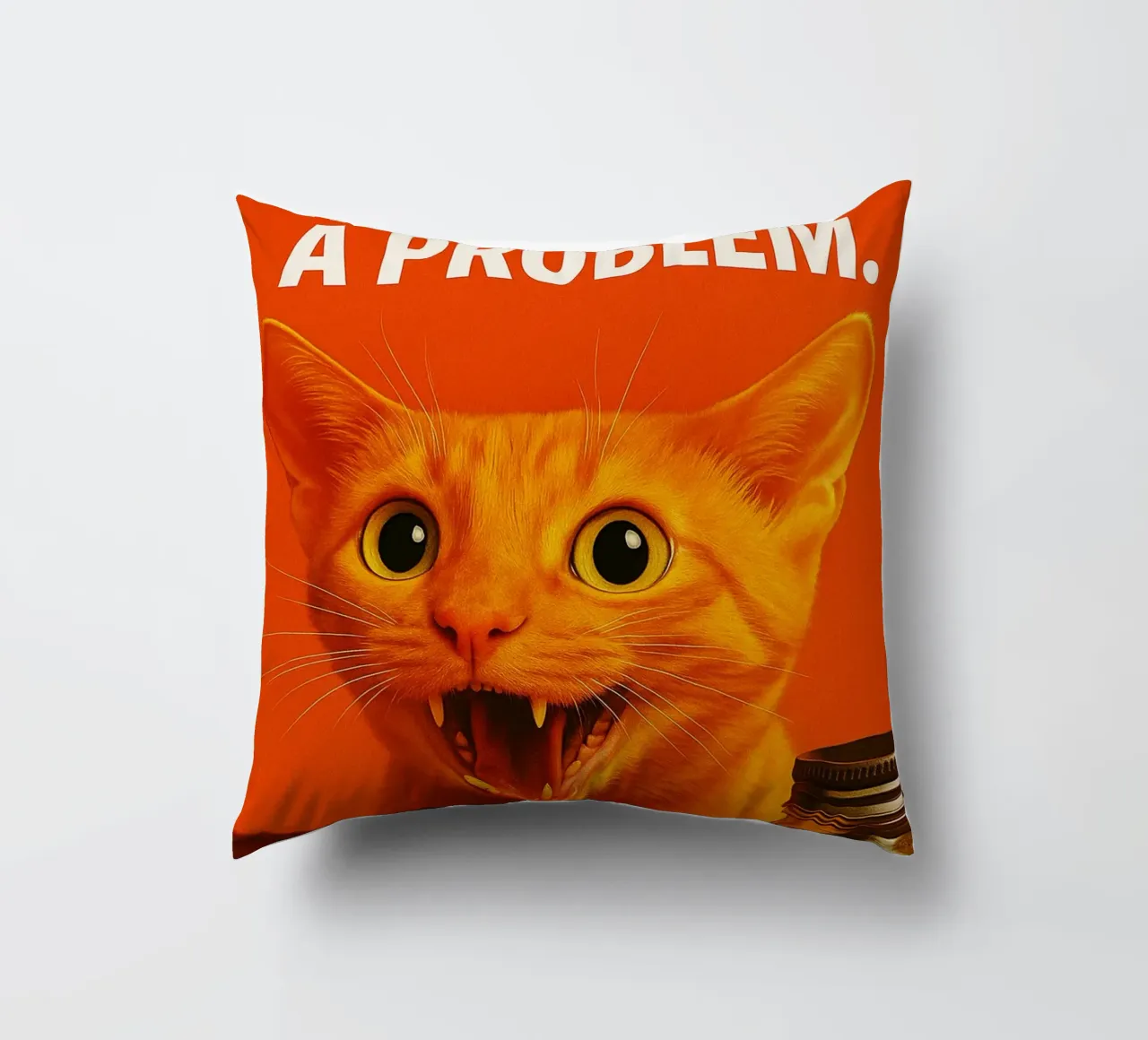 My Cat Has a Problem Funny Humorous decorative cushion by Nayara
