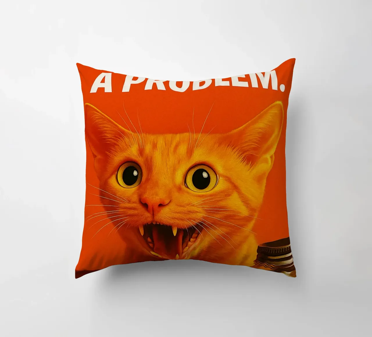 My Cat Has a Problem Funny Humorous decorative cushion by Nayara