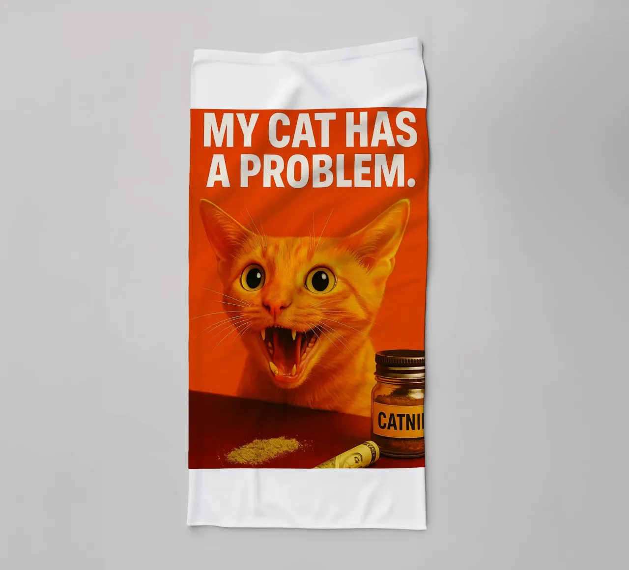 My Cat Has a Problem Funny Humorous towel by Nayara