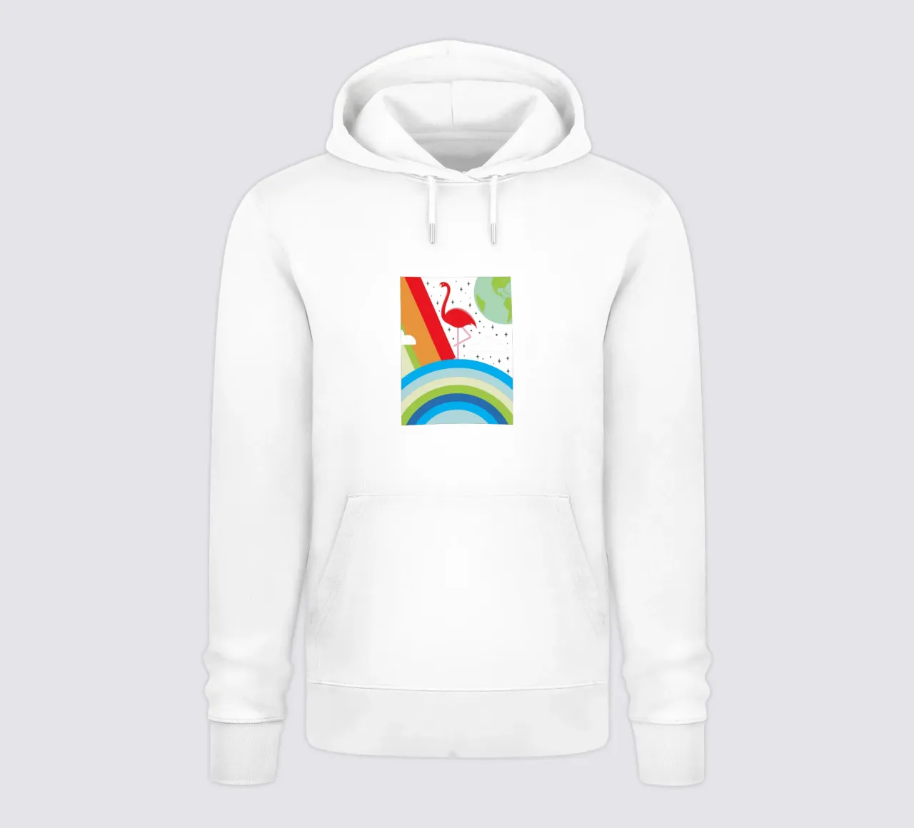 Pájaro flamenco y arco iris sudadera con capucha de LOOK DIFFERENT