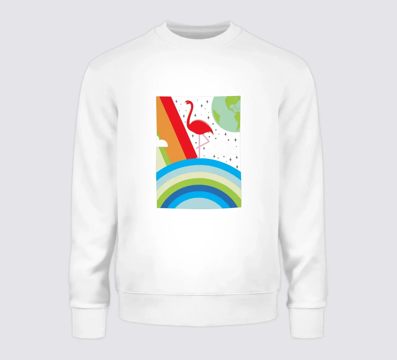 Pájaro flamenco y arco iris sudadera de LOOK DIFFERENT