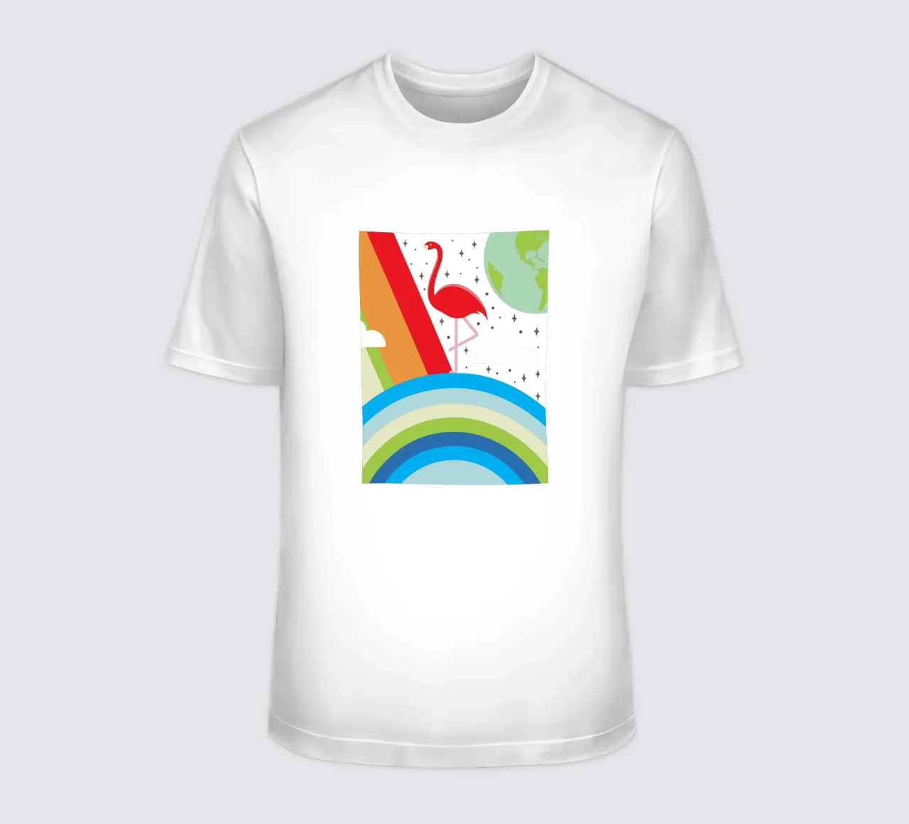 Pájaro flamenco y arco iris camiseta de LOOK DIFFERENT