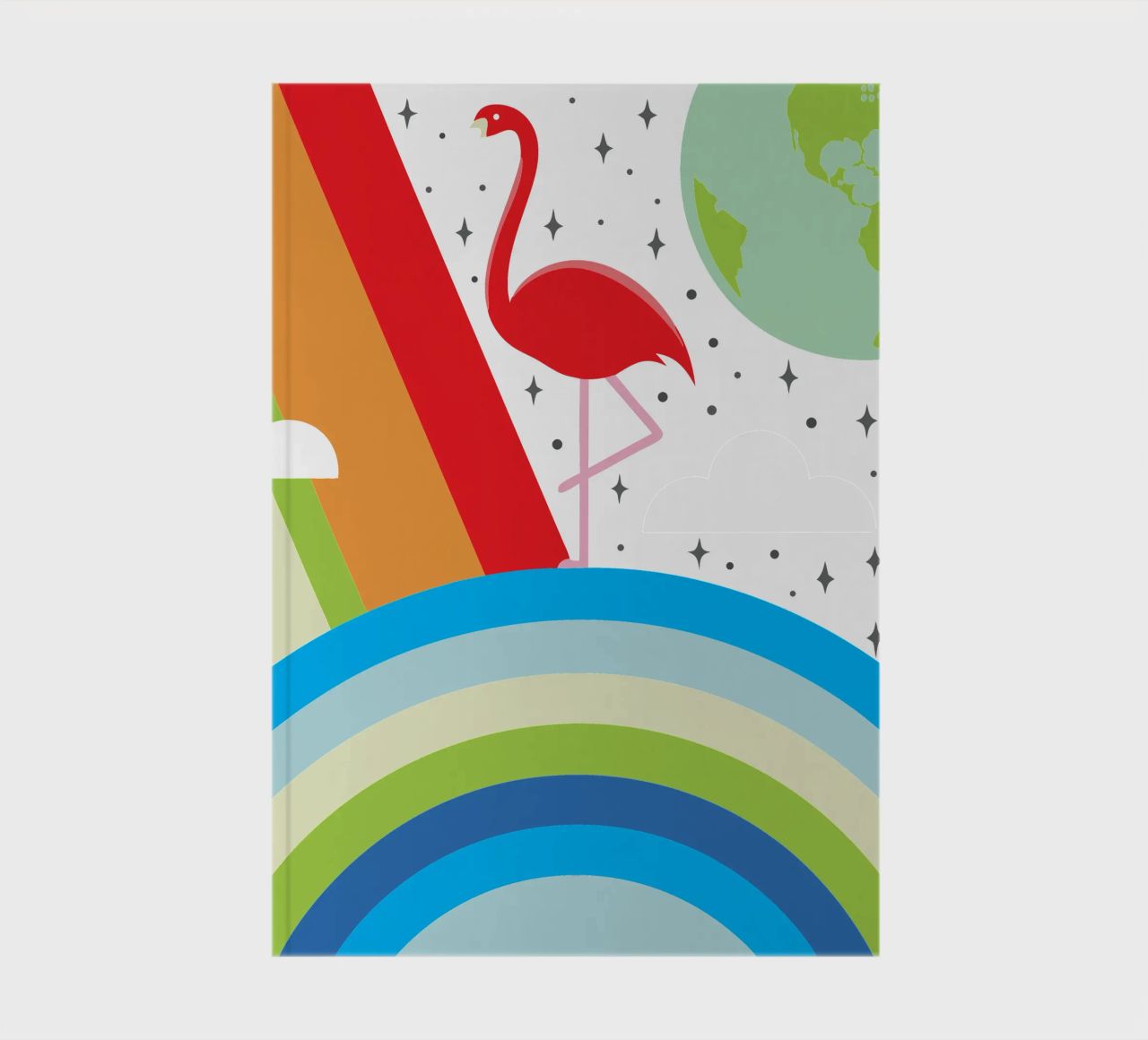 Flamingo Bird and Rainbow notebook by LOOK DIFFERENT