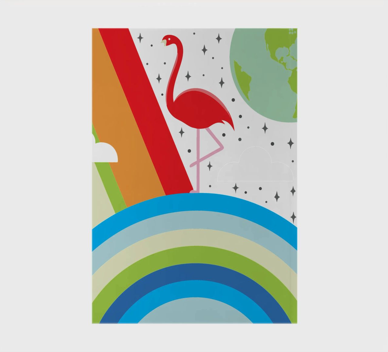 Flamingo Bird and Rainbow notebook by LOOK DIFFERENT