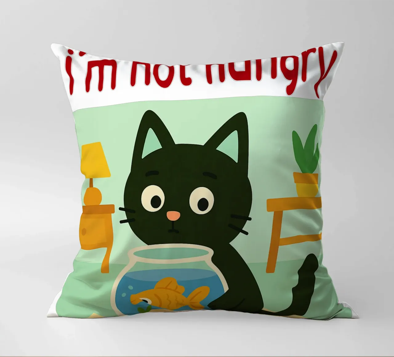 im not hungry just curios funny cat decorative cushion by Nayara