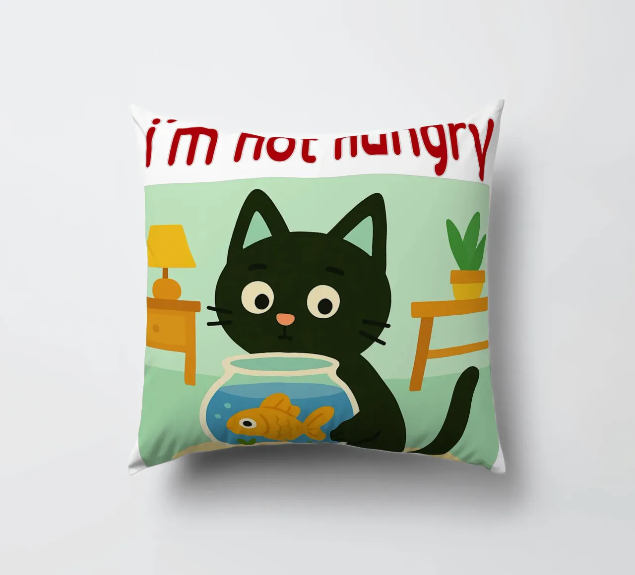 im not hungry just curios funny cat decorative cushion by Nayara