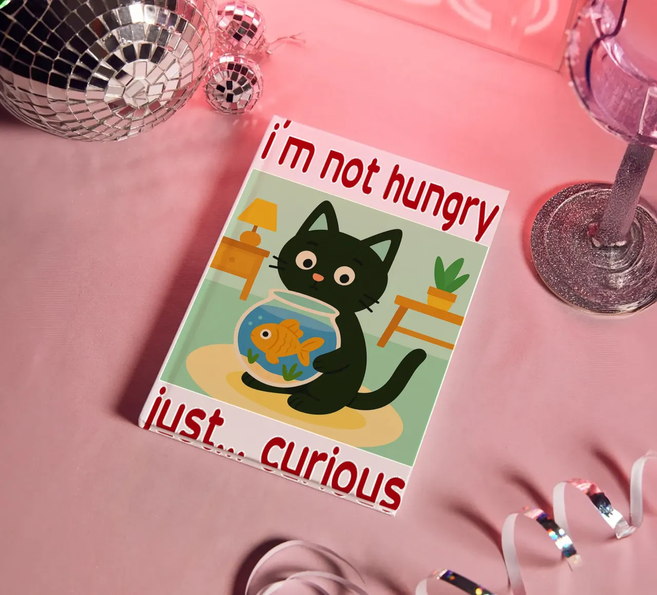 im not hungry just curios funny cat notebook by Nayara
