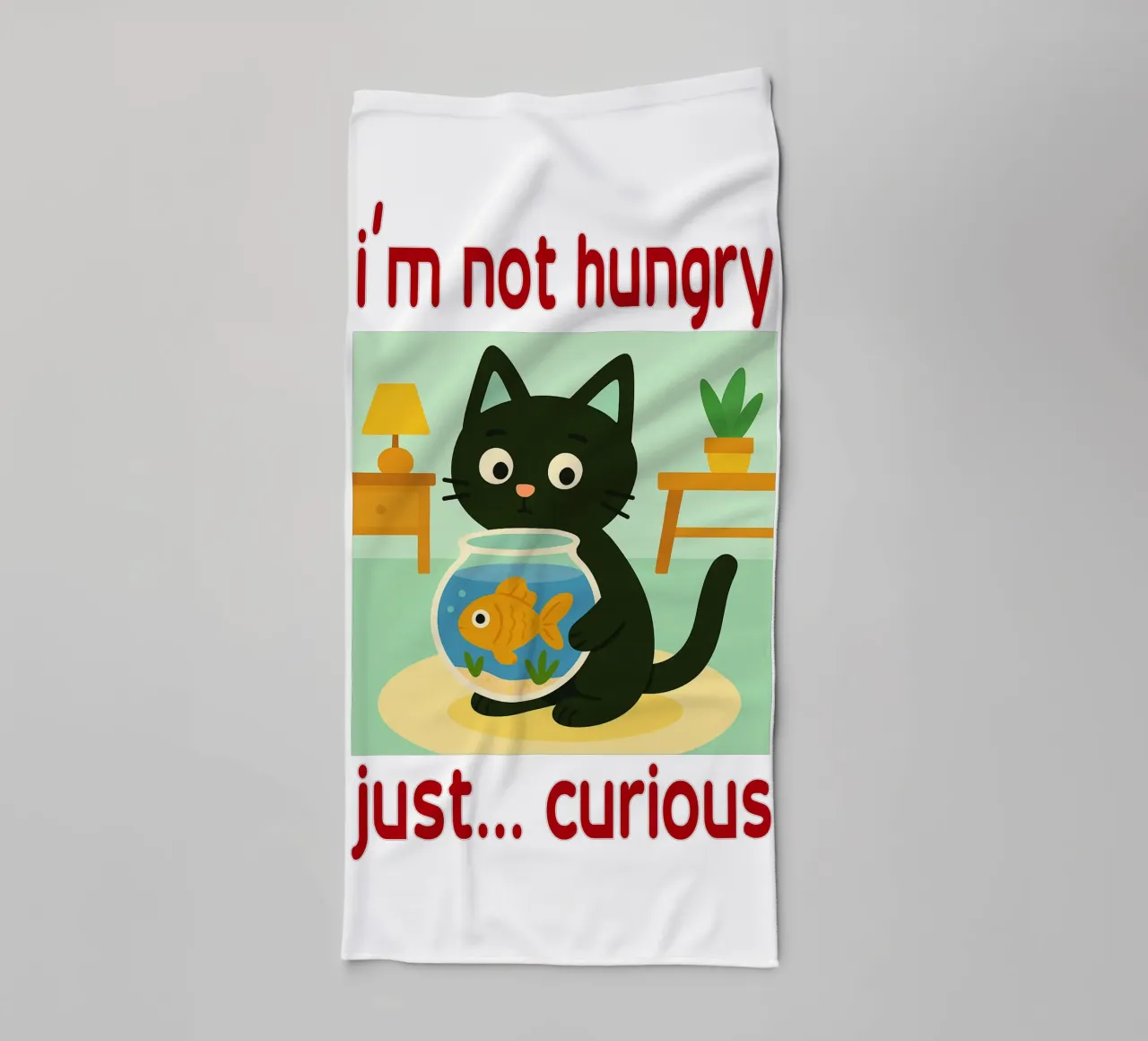 im not hungry just curios funny cat towel by Nayara