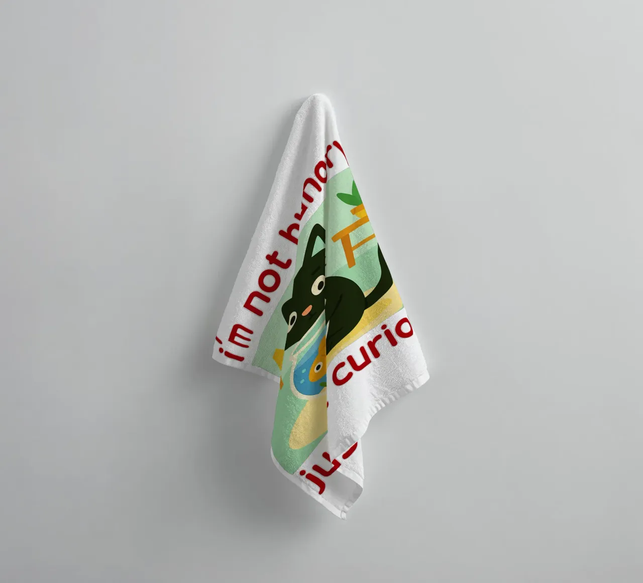 im not hungry just curios funny cat towel by Nayara