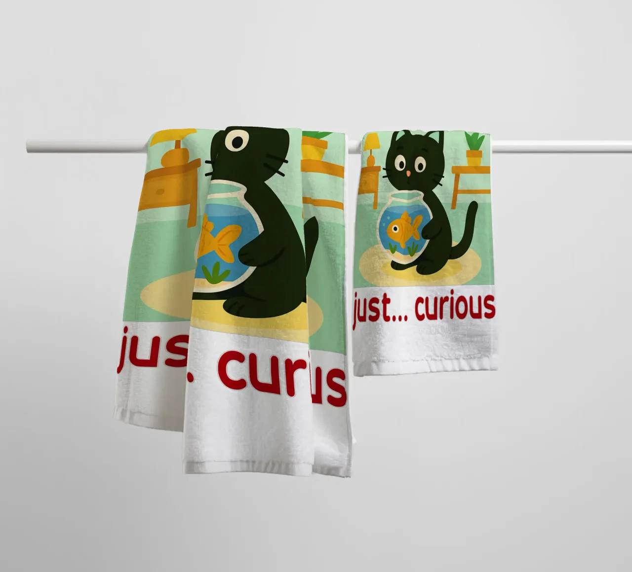 im not hungry just curios funny cat towel by Nayara