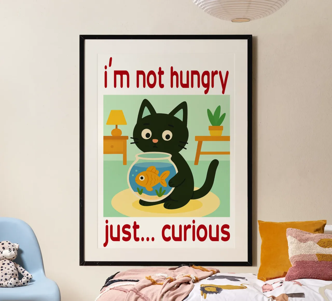 Je n'ai pas faim, je suis juste curieux de voir un chat amusant poster de Nayara