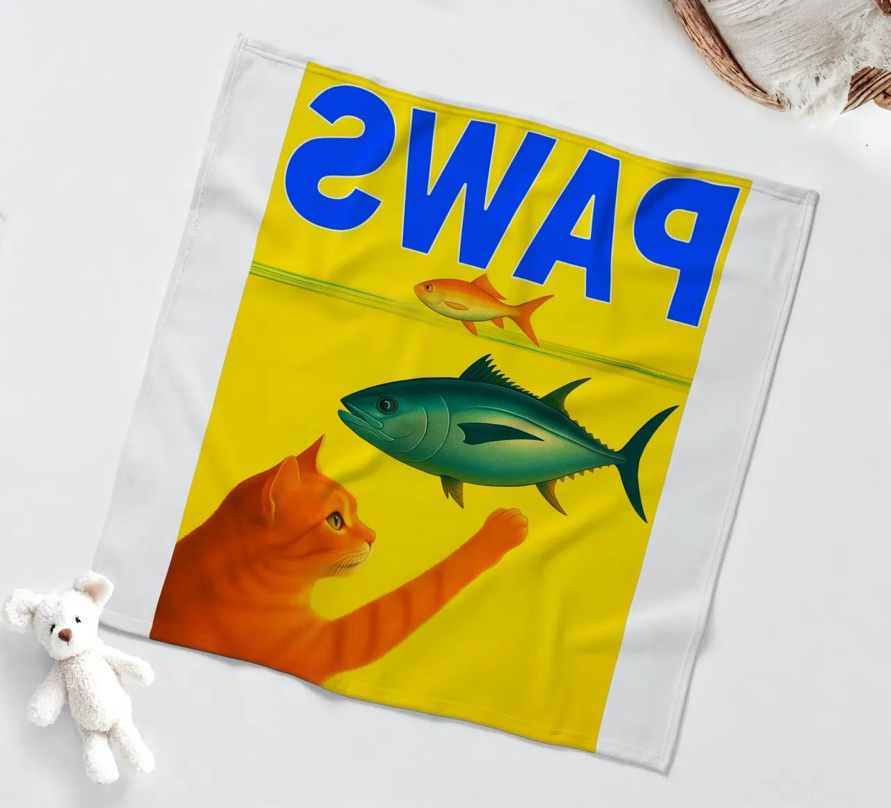 paws funny cat fleece blanket by Nayara