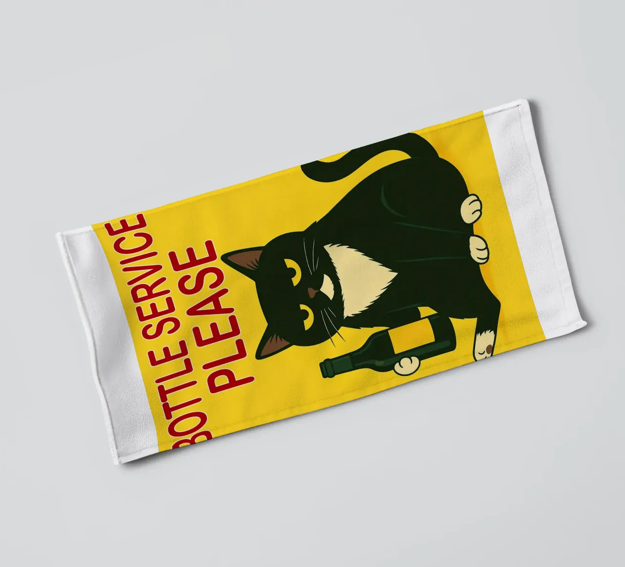 funny cat bottle service towel by Nayara