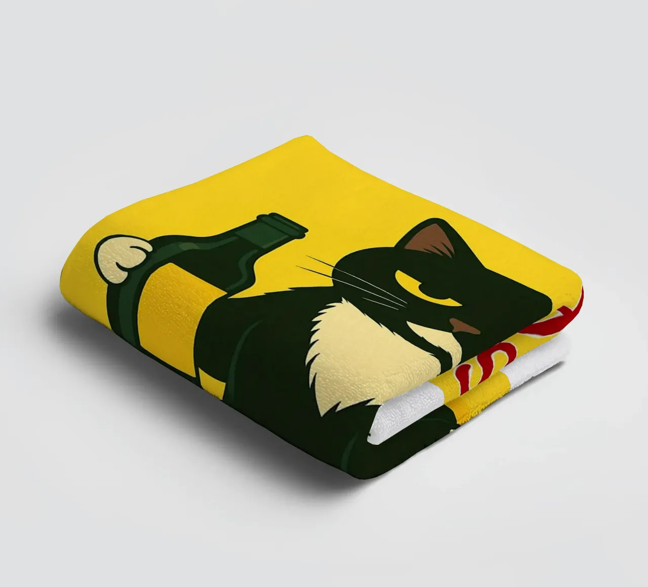 funny cat bottle service towel by Nayara