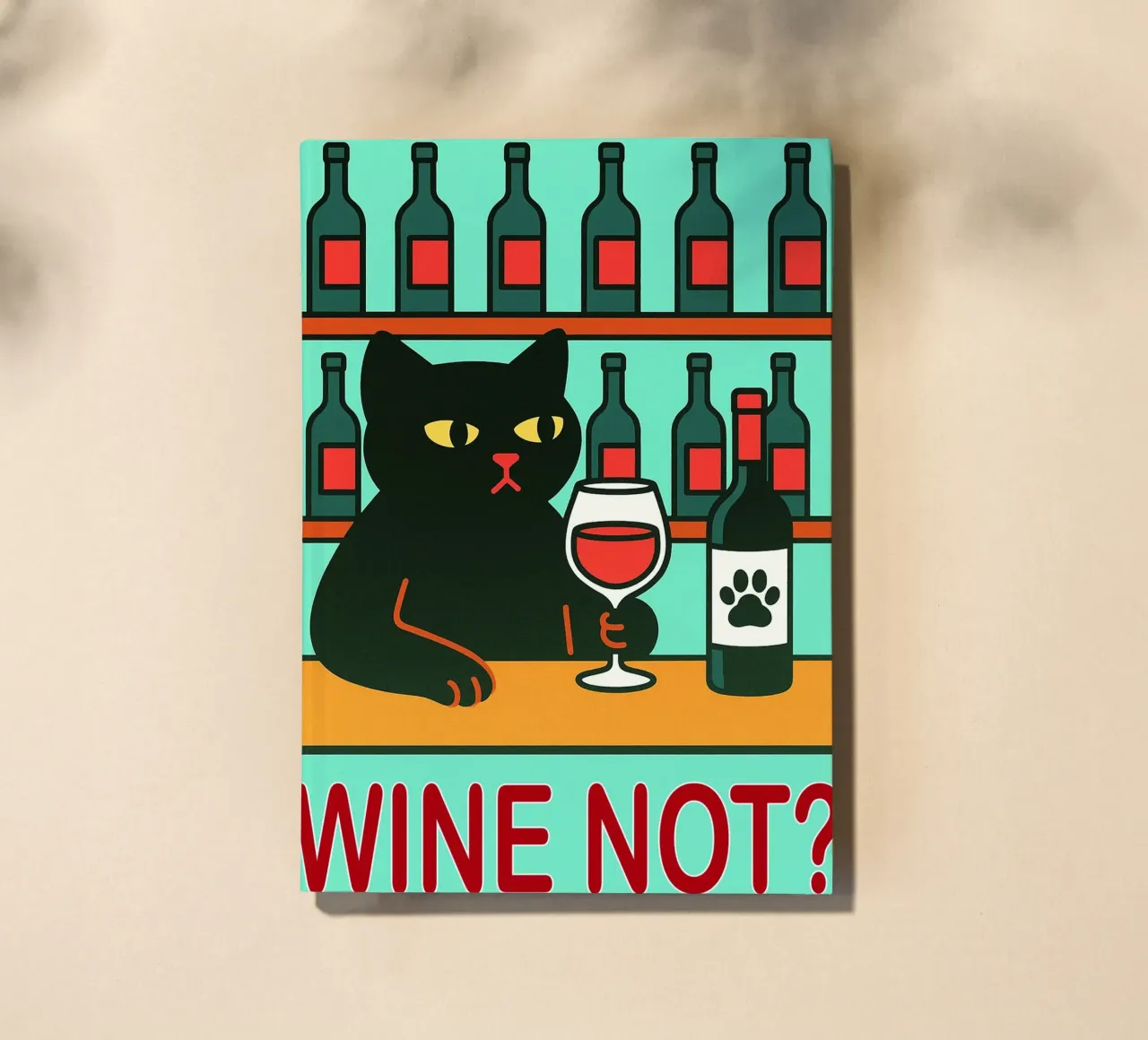 funny cat wine not notebook by Nayara