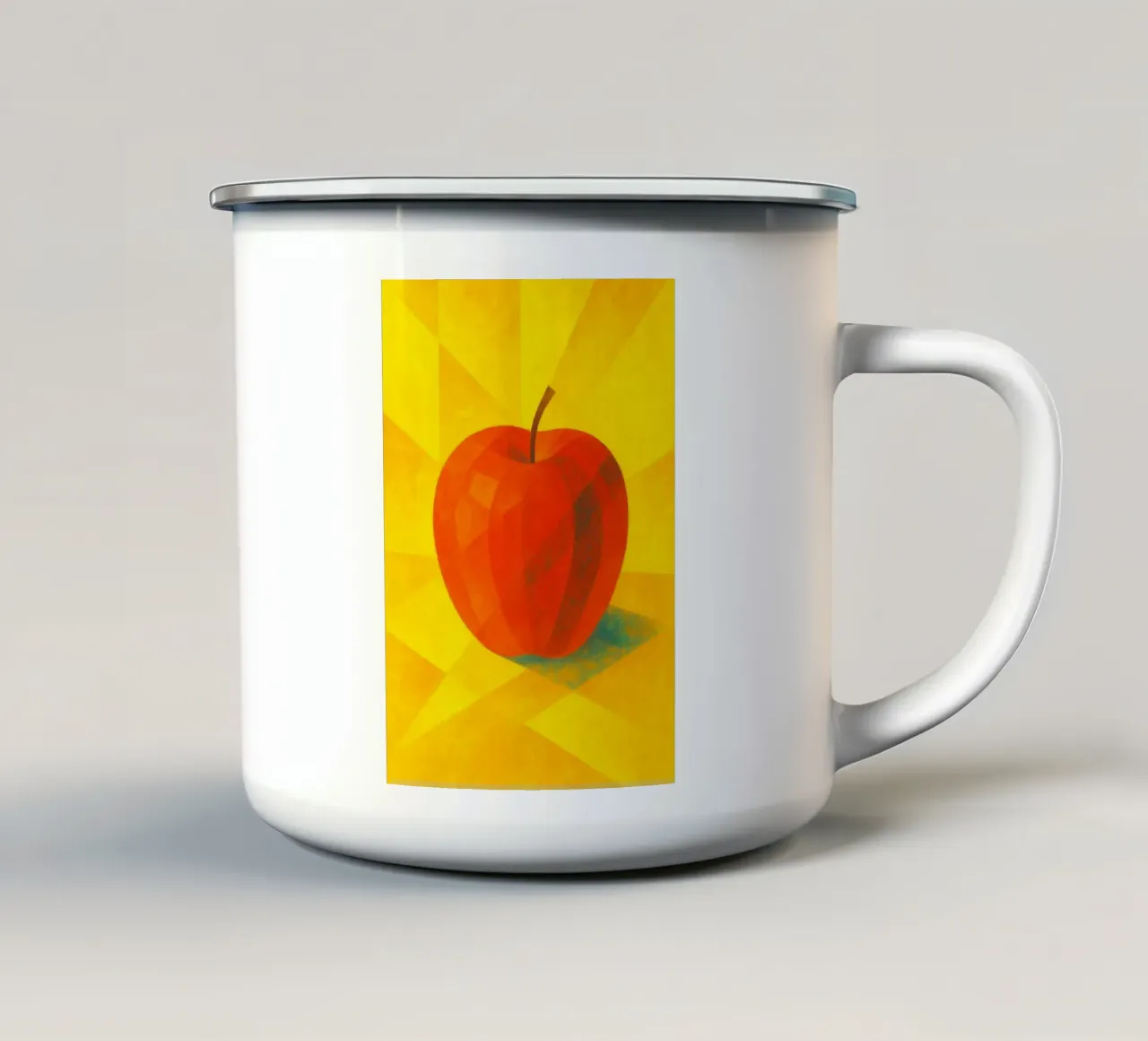 appel abstracte verbeelding full color emaille mok van ameera