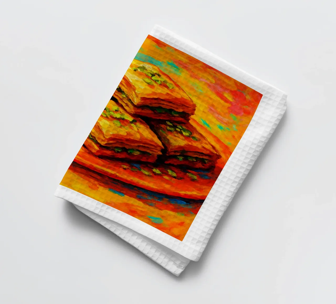 baklava abstract imagination full color tea towel by ameera