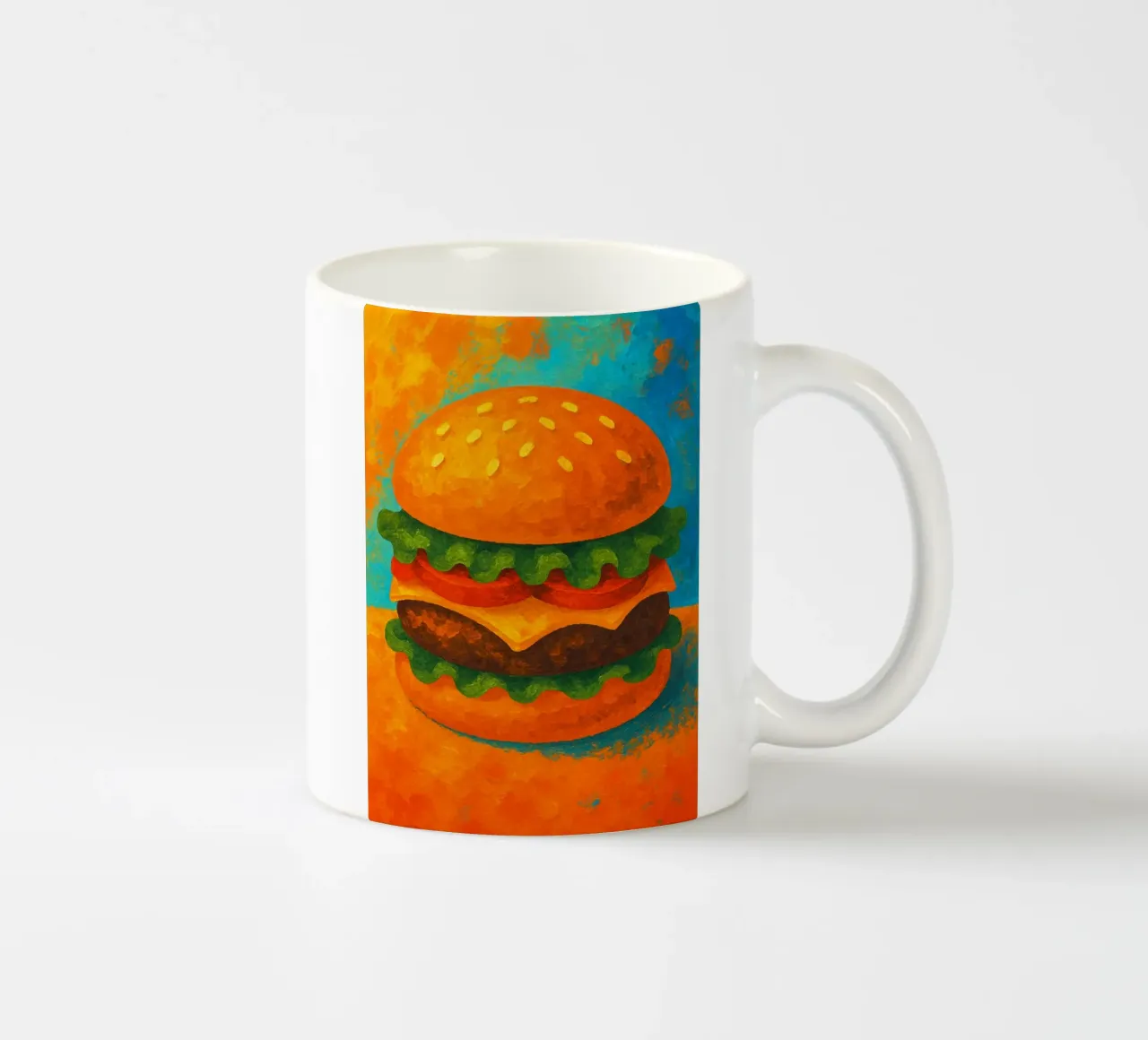 burger abstract imagination full color ceramic mug by ameera