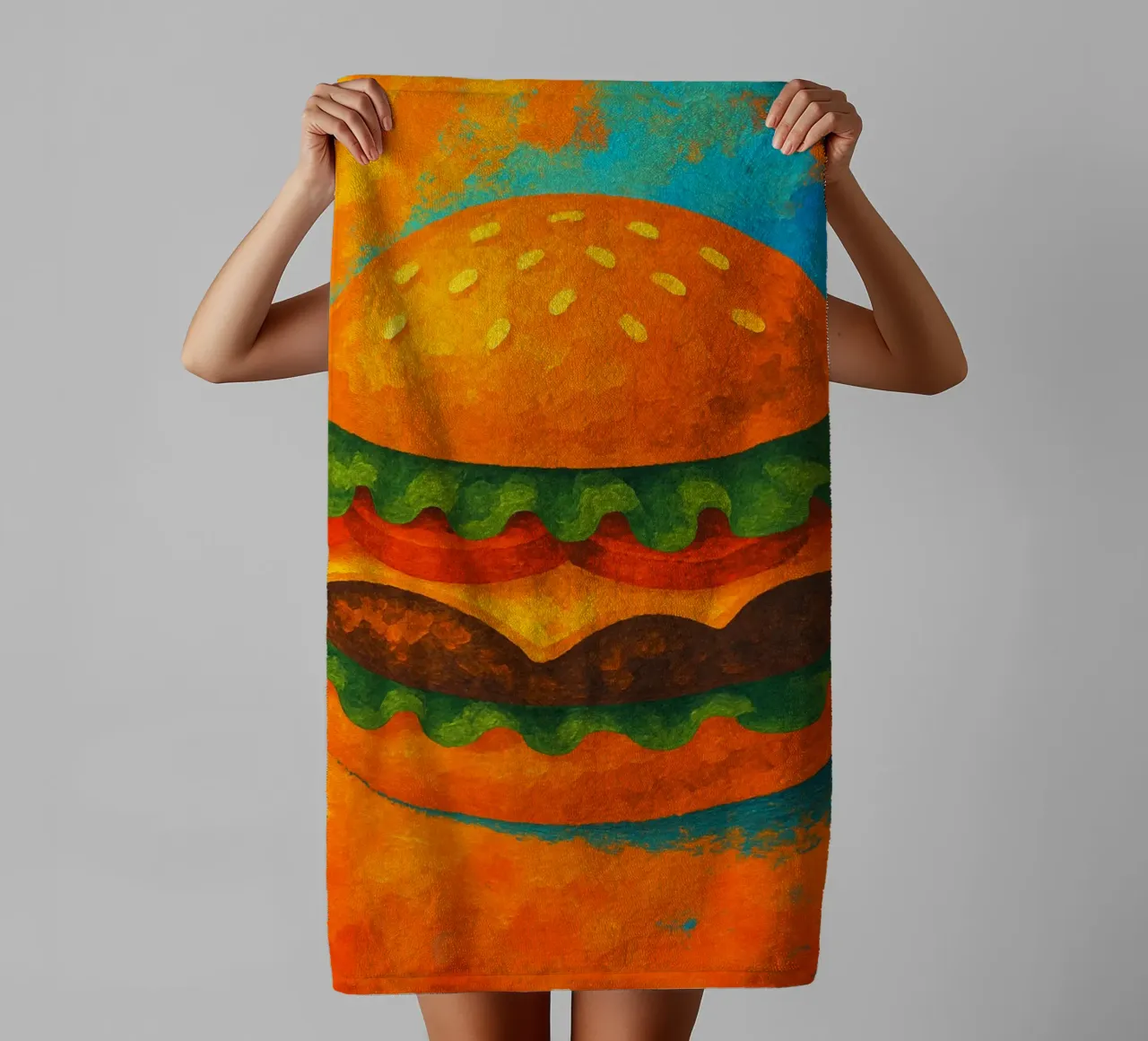 burger abstract imagination full color towel by ameera