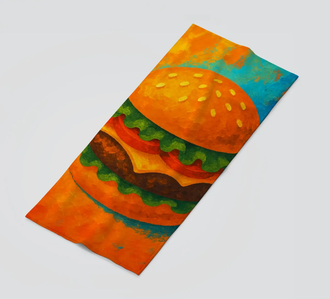 burger abstract imagination full color beach towel by ameera