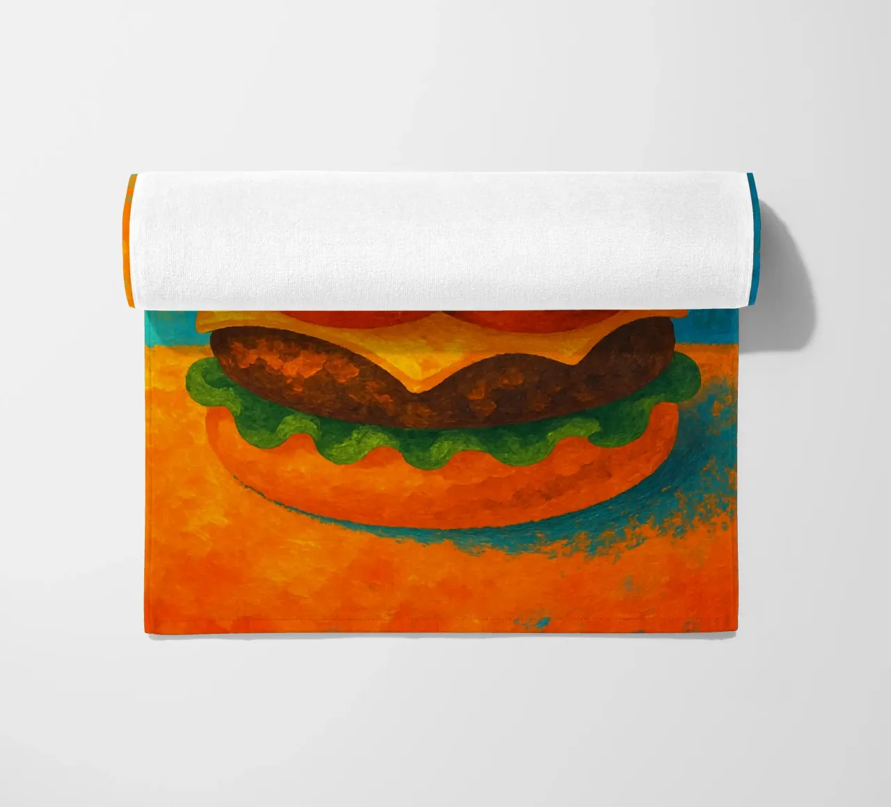 burger abstract imagination full color beach towel by ameera