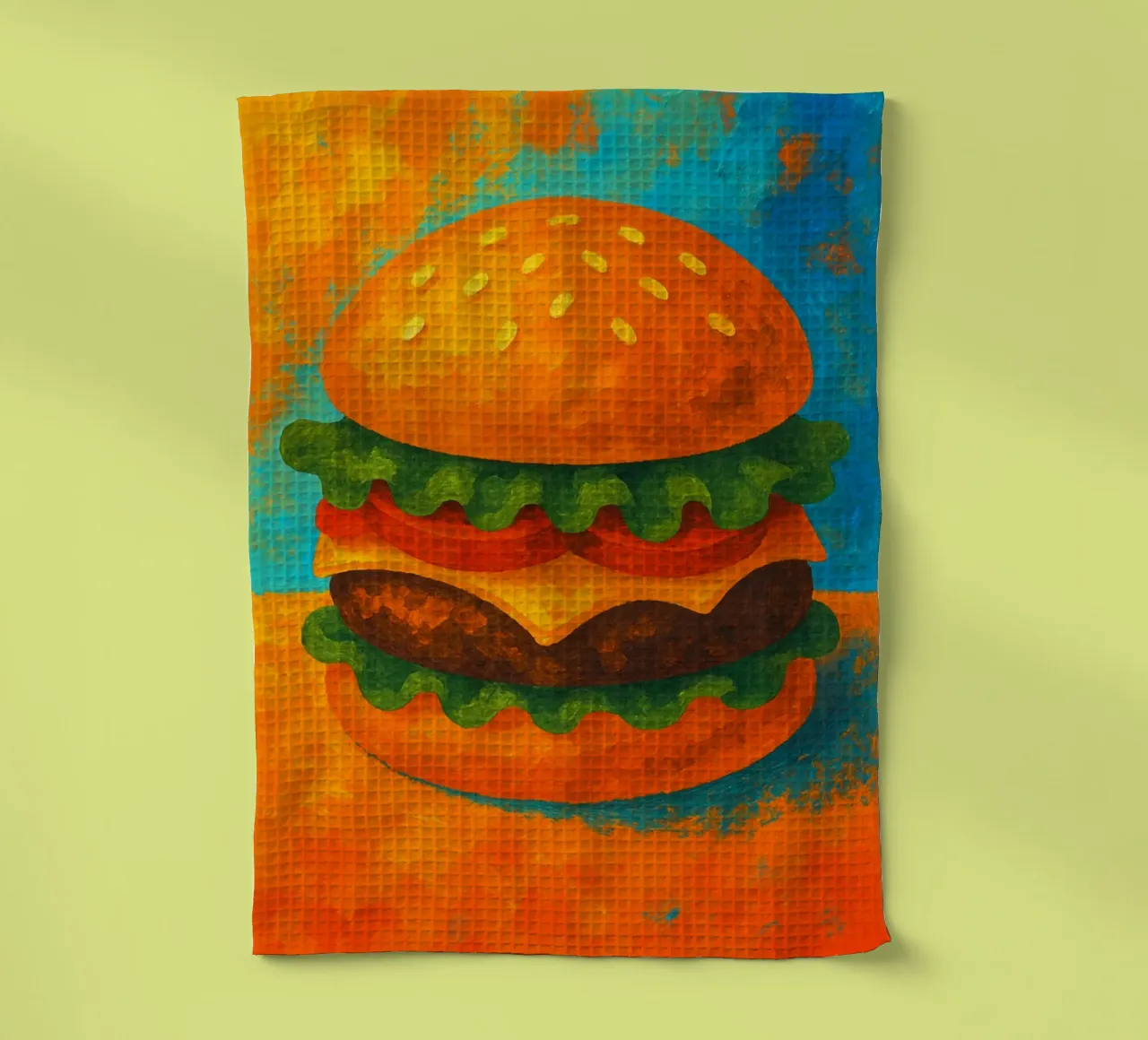 hamburguesa imaginación abstracta a todo color paño de cocina de ameera