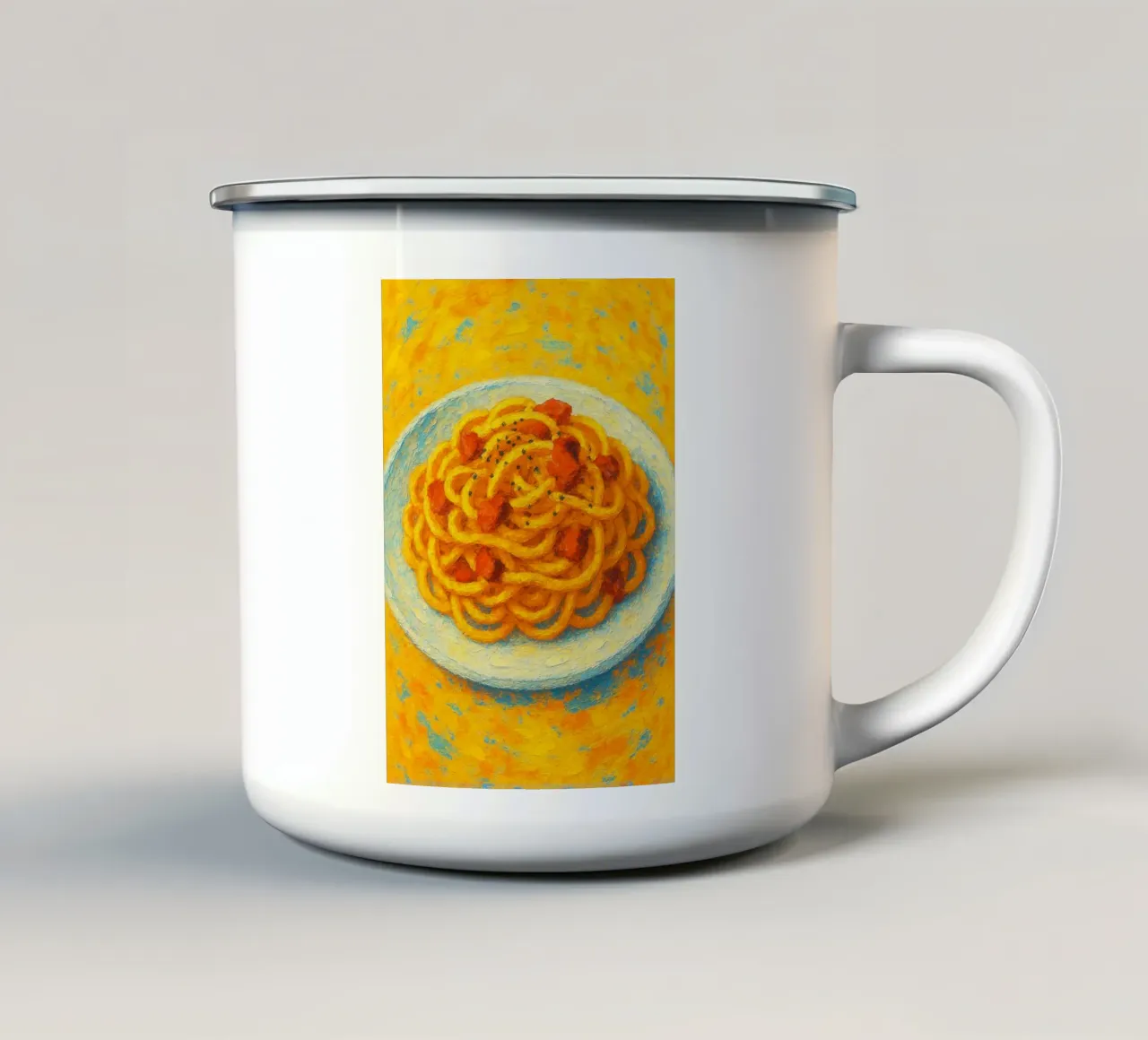carbonara abstracte verbeelding full color emaille mok van ameera