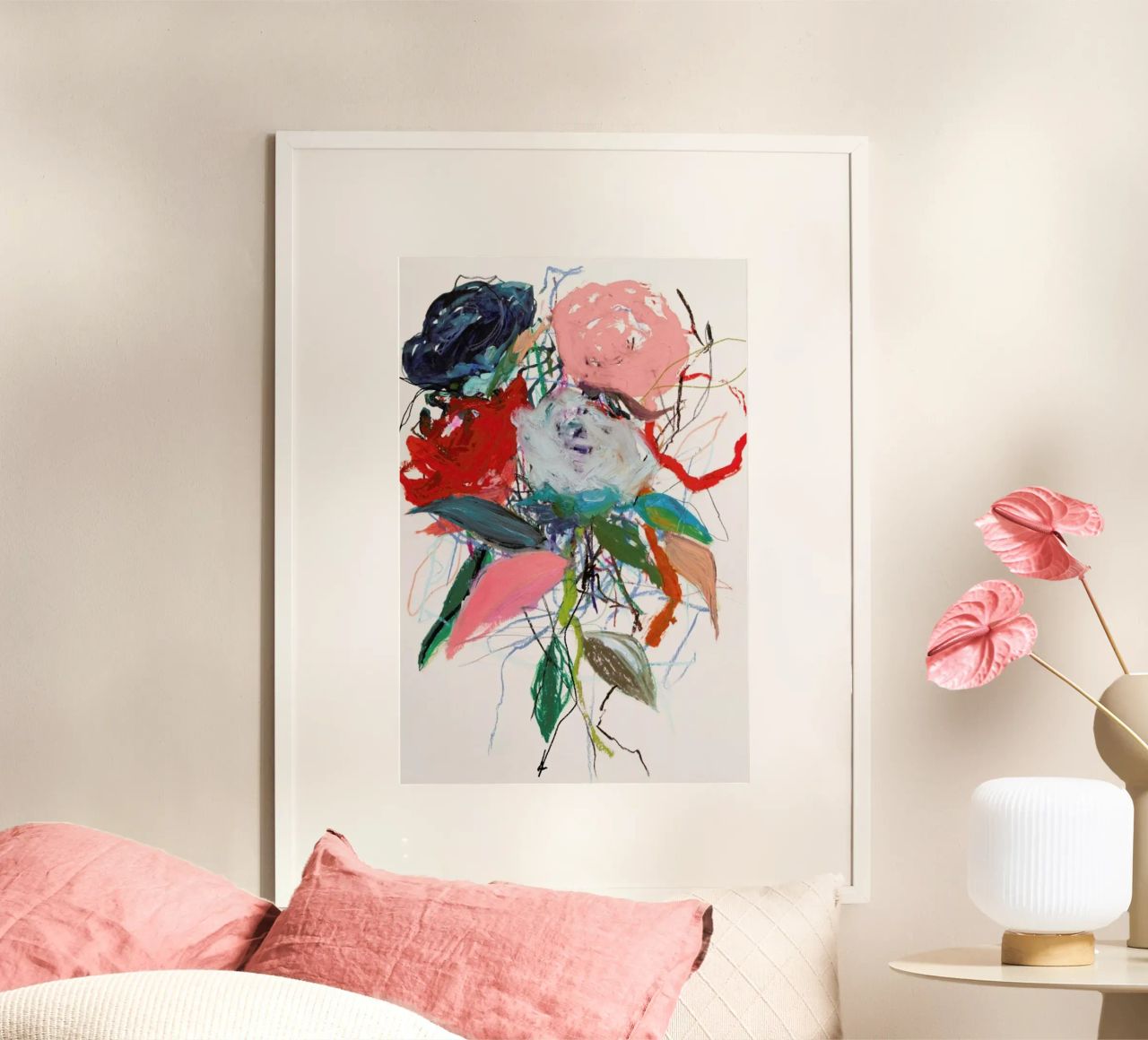 Rosenotes No 3 Poster mit Holzrahmen von Leigh Viner