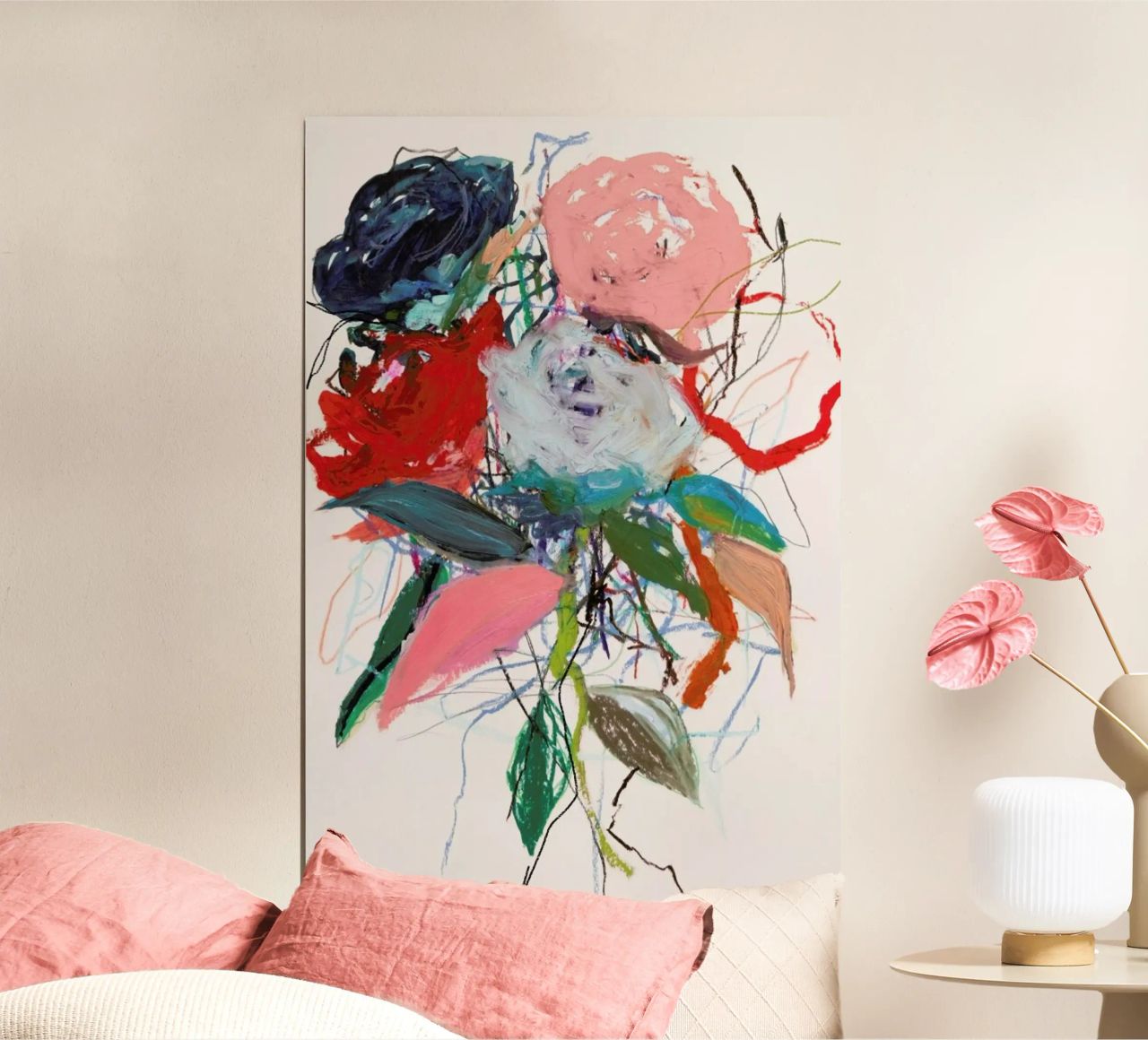 Rosenotes No 3 Poster mit Holzrahmen von Leigh Viner