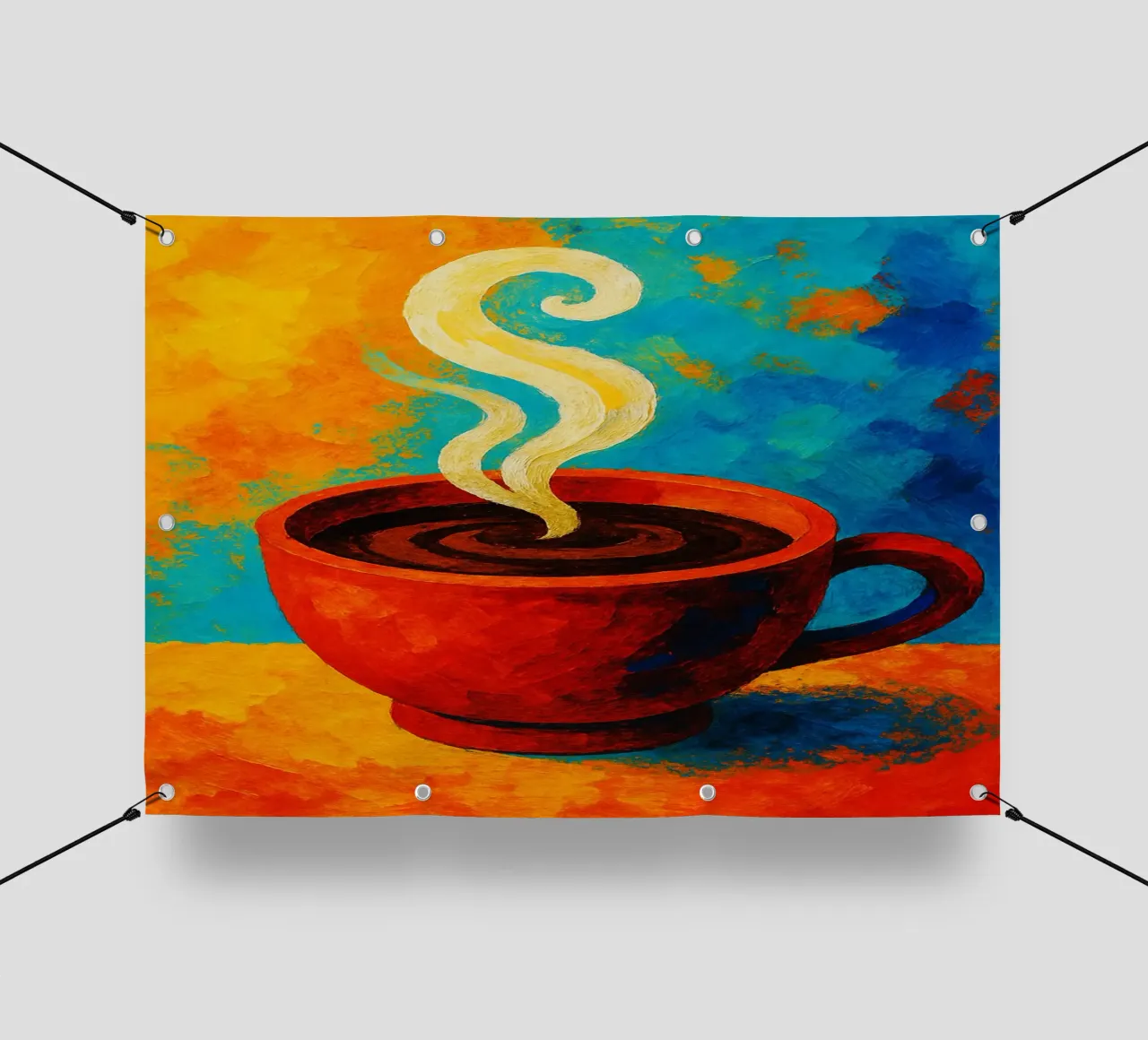 café imaginación abstracta a todo color lonas publicitarias de ameera
