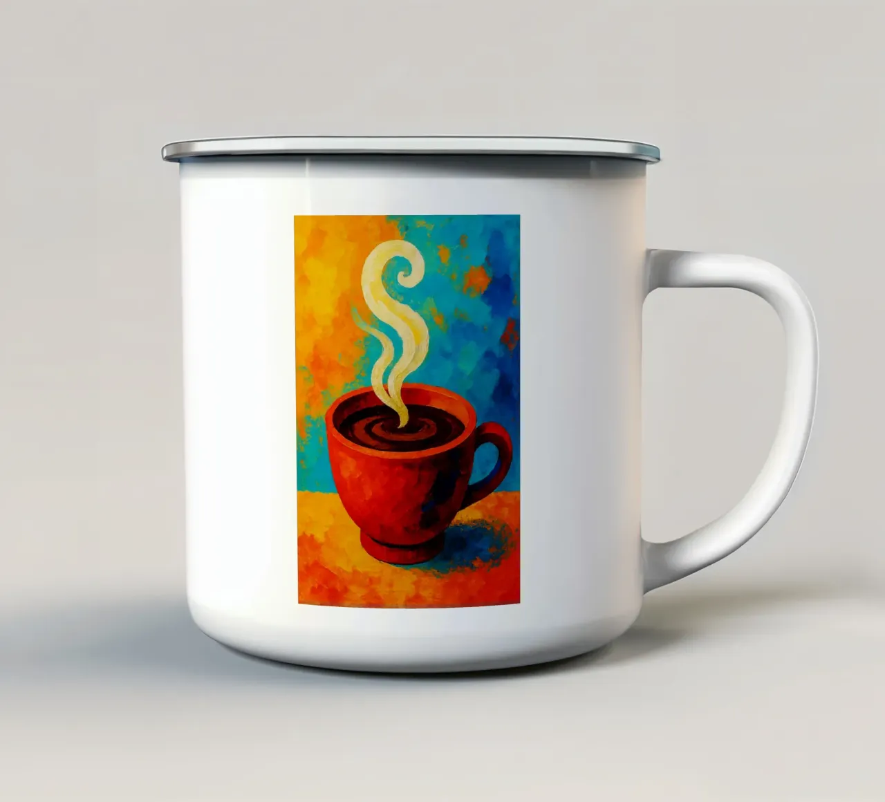 caffè fantasia astratta a colori tazza in smalto da ameera