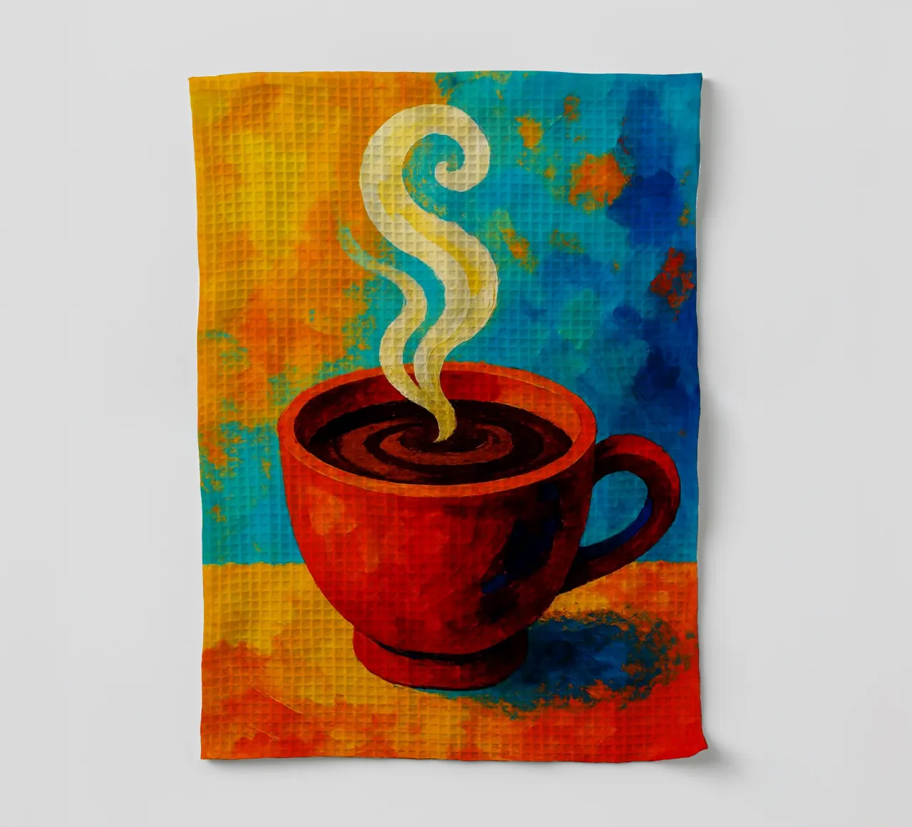 café imaginación abstracta a todo color paño de cocina de ameera