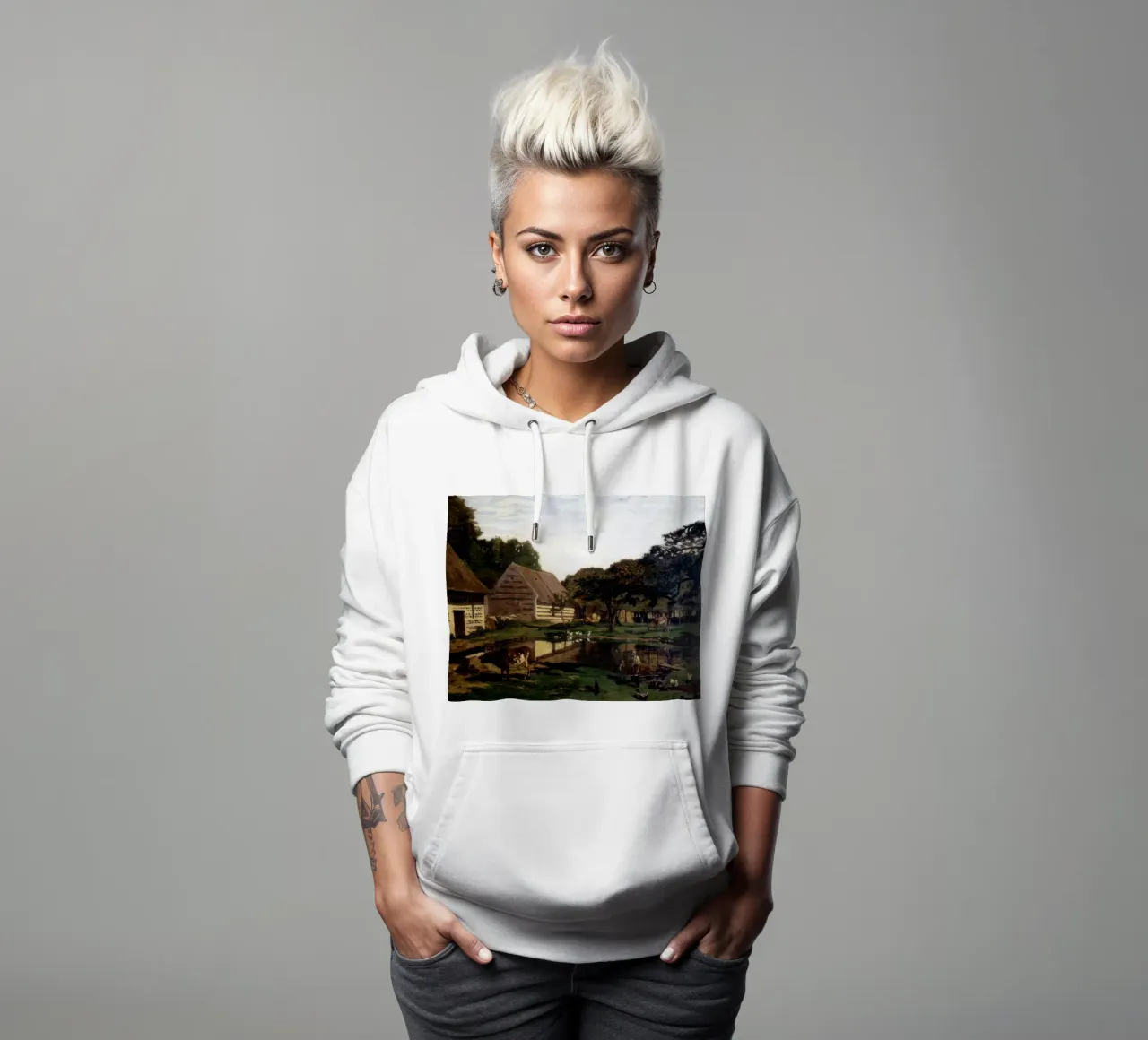 Claude Monet Un'aia in Normandia felpa con cappuccio da clay bobby