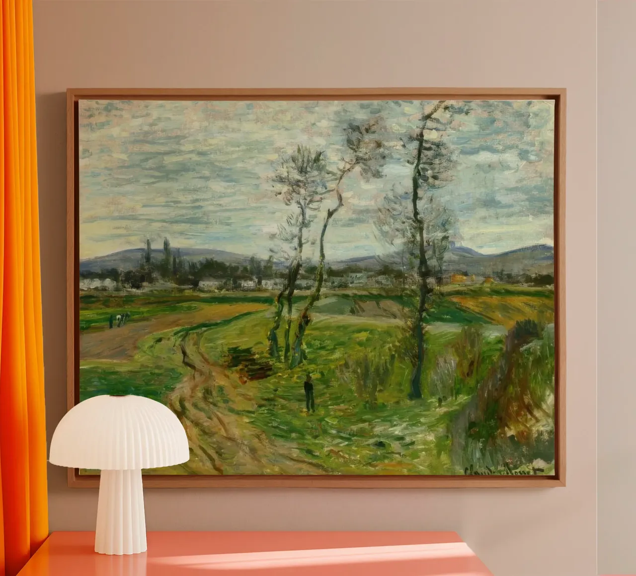 Claude Monet Un campo a Gennevilliers tela con Cornice a cassetta da clay bobby
