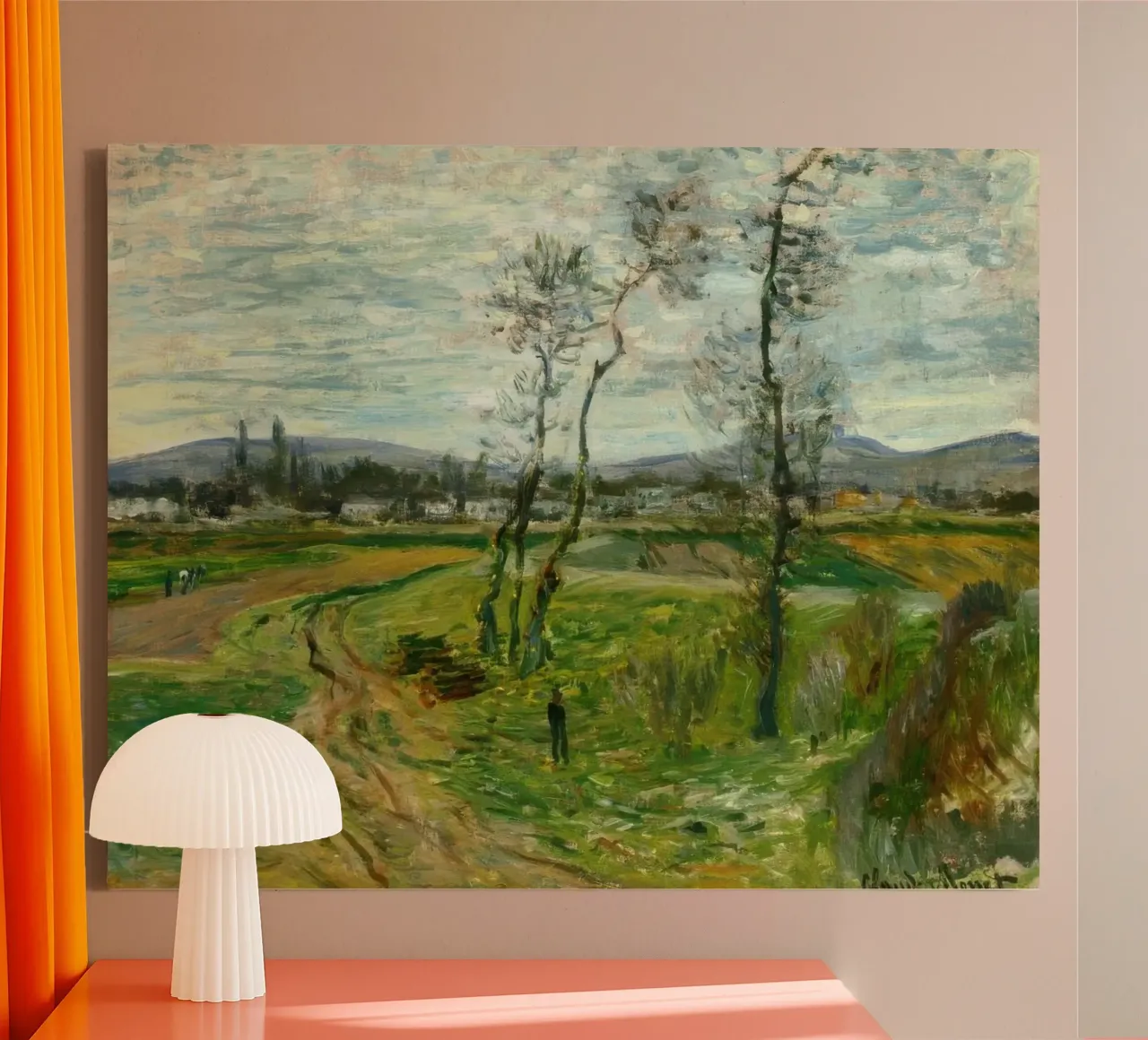Claude Monet Un campo a Gennevilliers tela con Cornice a cassetta da clay bobby