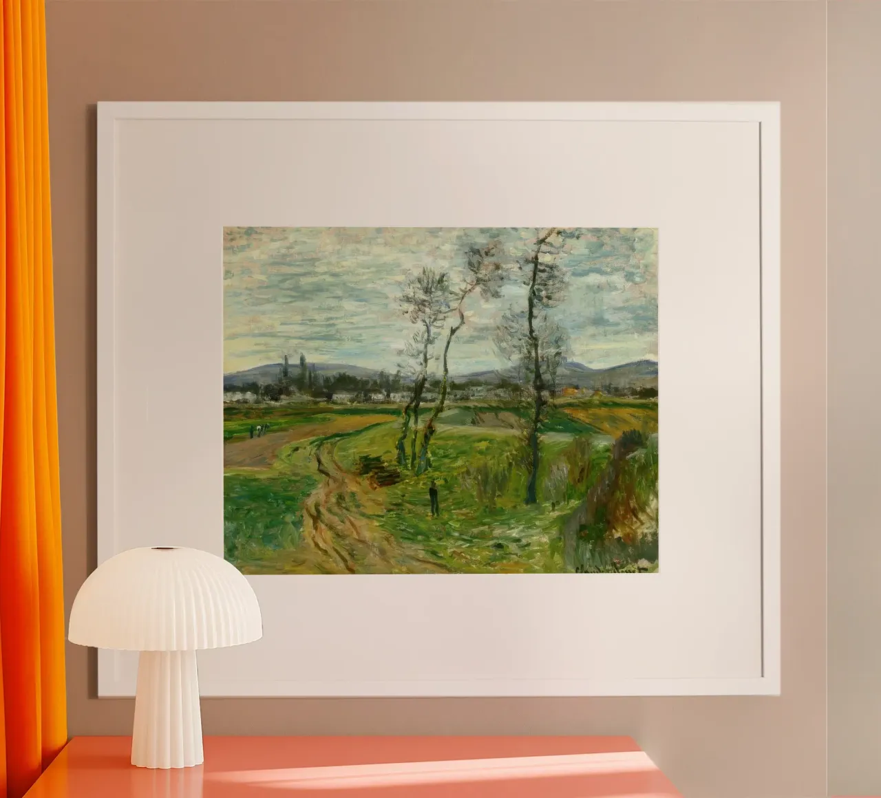 Claude Monet A Field At Gennevilliers poster with wooden frame by clay bobby