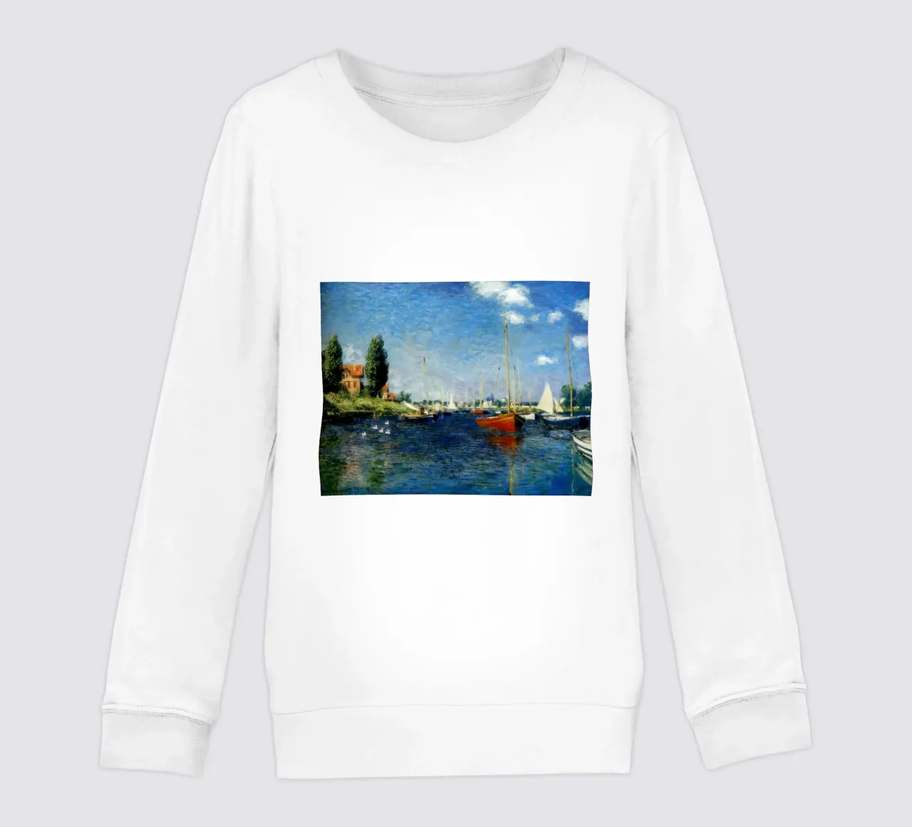 Claude Monet Argenteuil (Red Boats) kids sweatshirt by clay bobby
