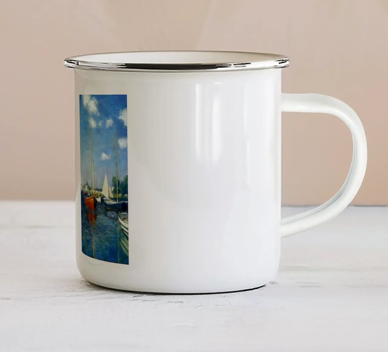 Claude Monet Argenteuil (Barche rosse) tazza in smalto da clay bobby