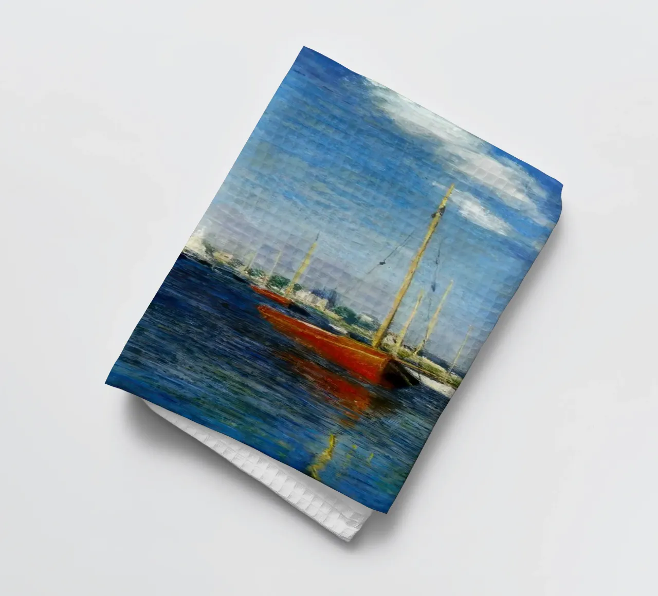 Claude Monet Argenteuil (Red Boats) torchon de clay bobby