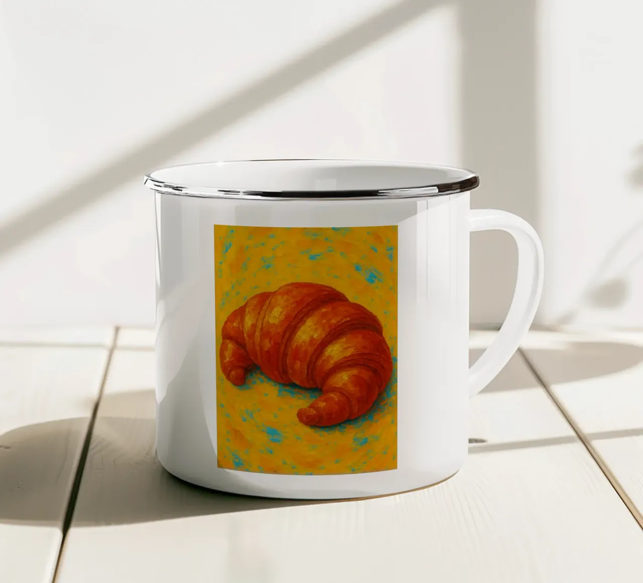 Croissant abstracte verbeelding full color emaille mok van ameera