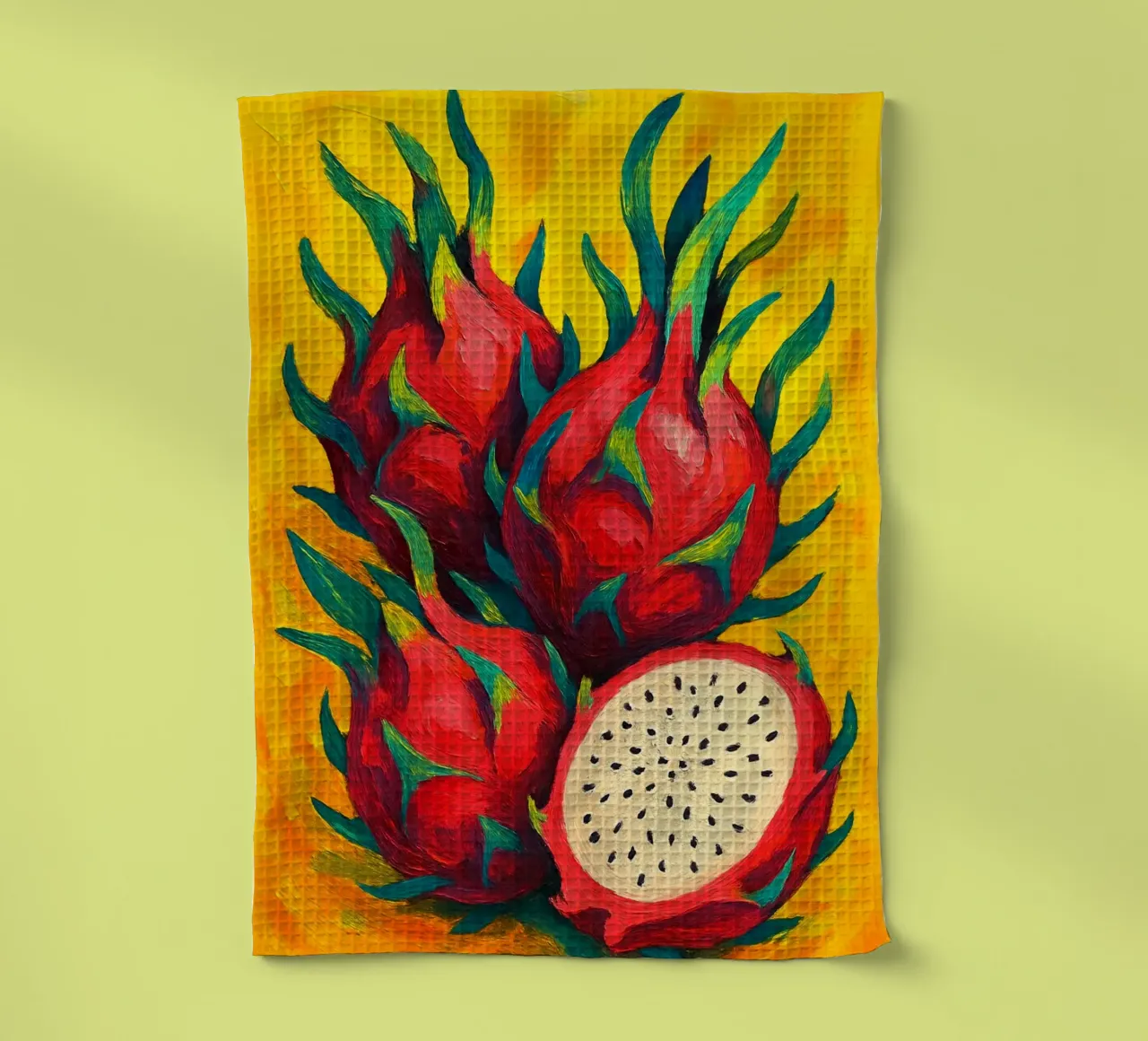 Drachenfrucht abstrakte Phantasie voller Farbe Geschirrtuch von ameera